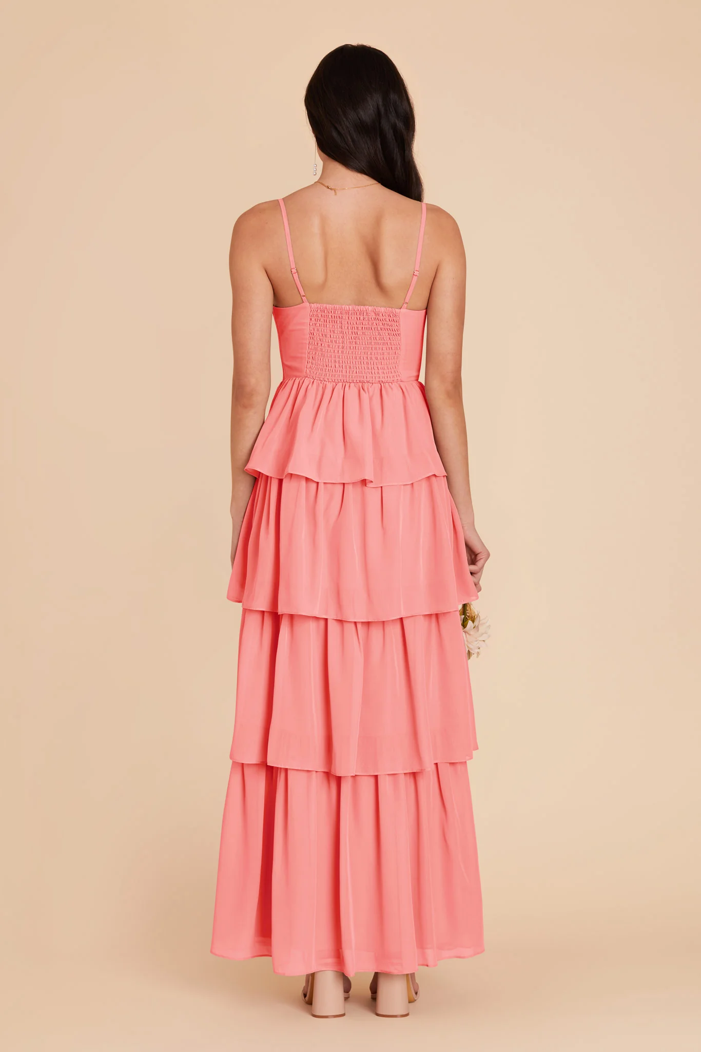 Lola Chiffon Dress - Coral Pink - Image 5