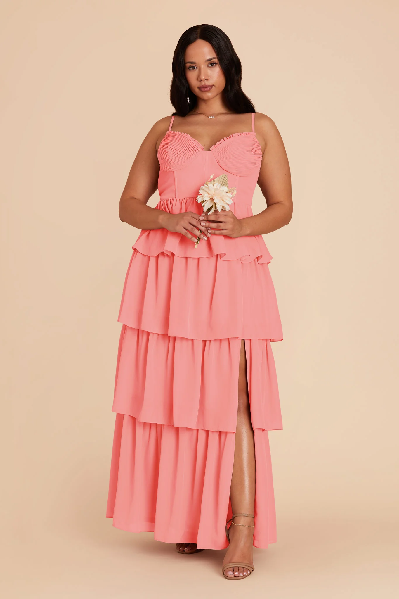 Lola Chiffon Dress - Coral Pink - Image 6