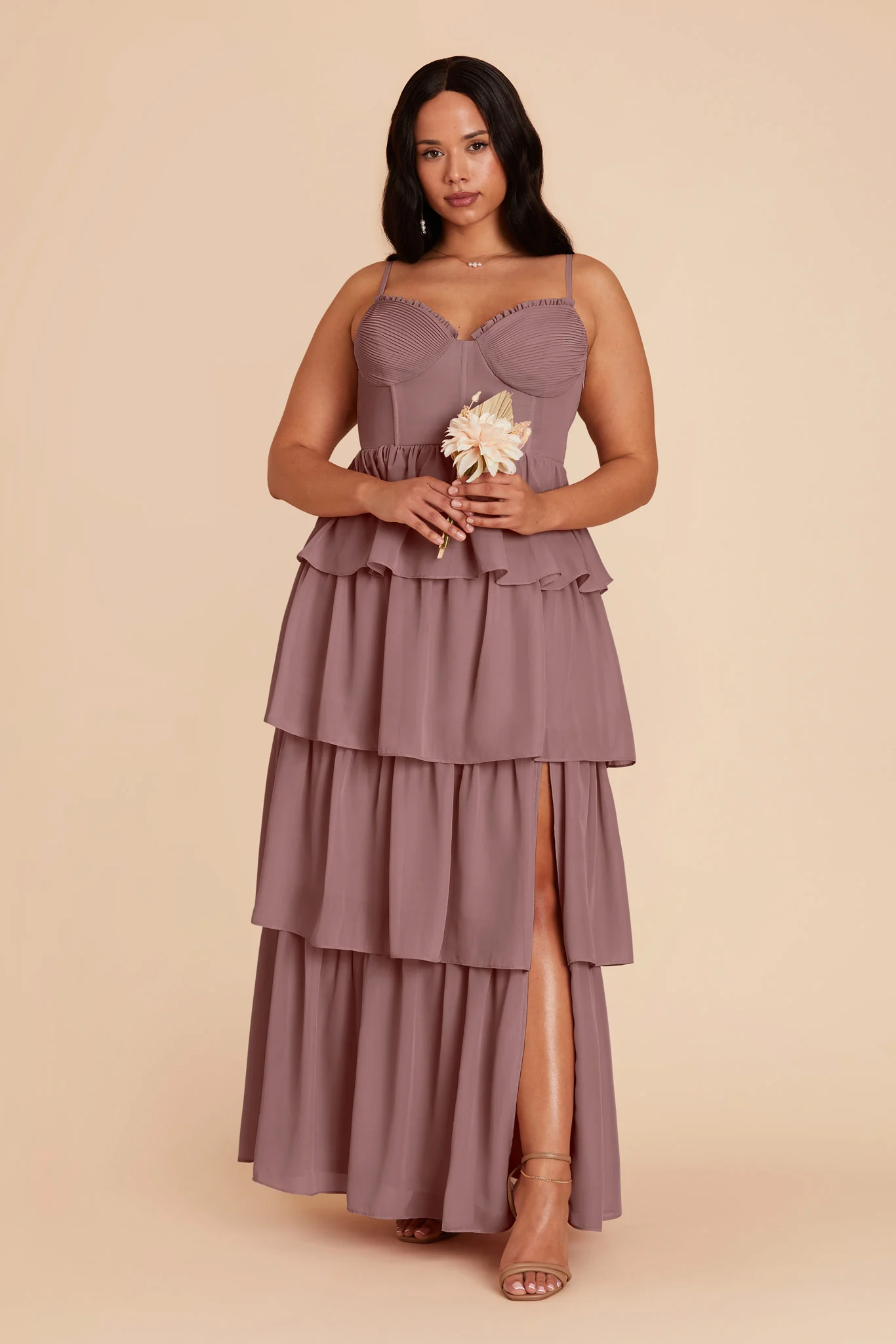 Lola Chiffon Dress - Dark Mauve - Image 2