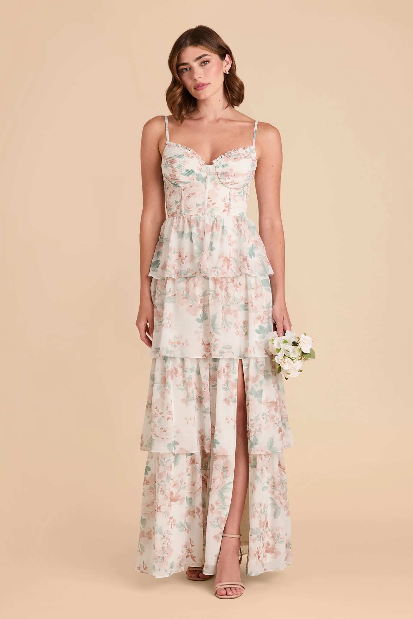 Lola Chiffon Dress - Dusty Apricot Peonies - Image 3