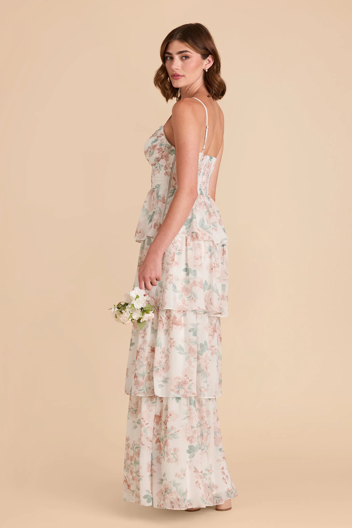 Lola Chiffon Dress - Dusty Apricot Peonies - Image 4