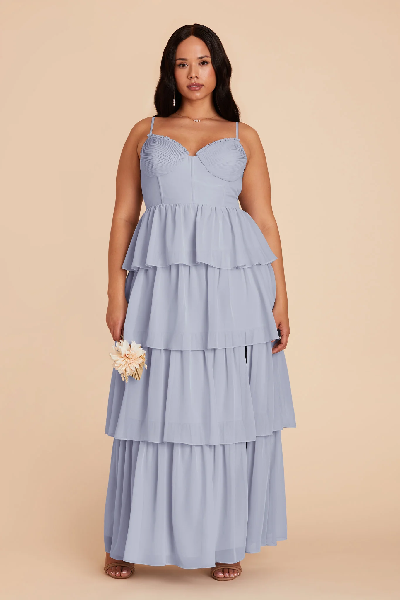 Lola Chiffon Dress - Dusty Blue - Image 2