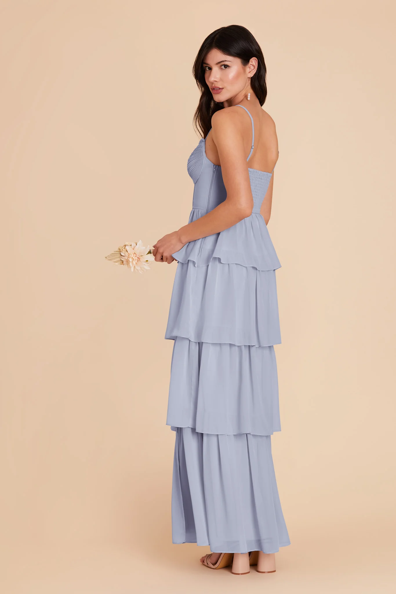 Lola Chiffon Dress - Dusty Blue - Image 5