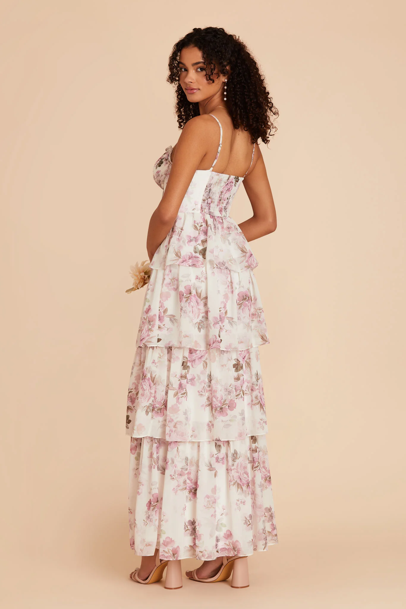 Lola Chiffon Dress - Dusty Pink Peonies - Image 2