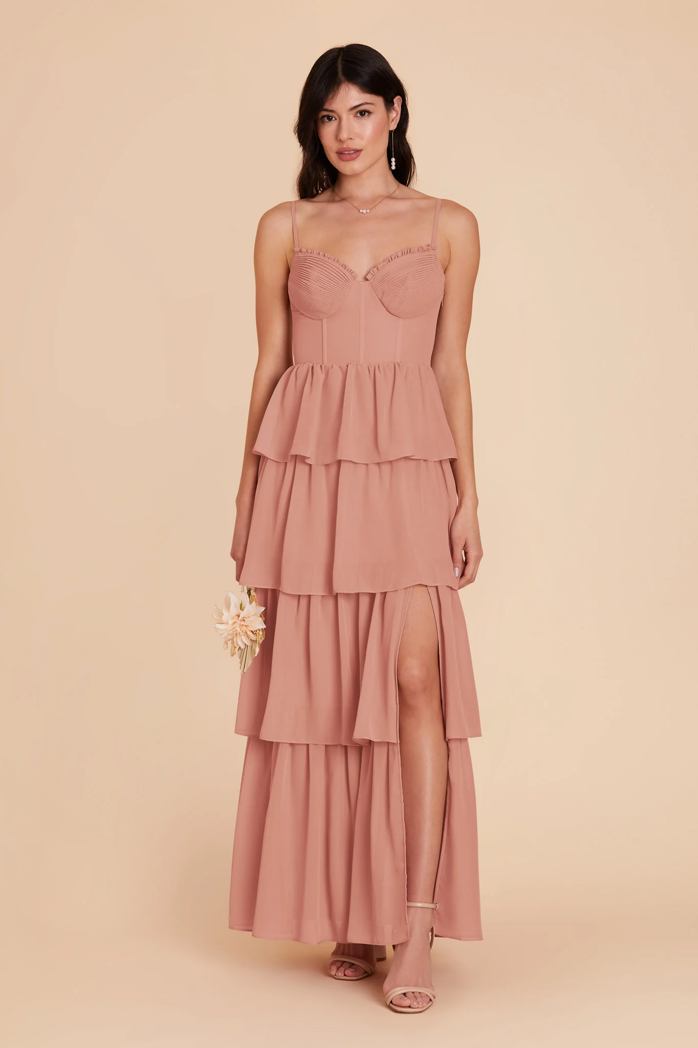 Lola Chiffon Dress - Dusty Rose - Image 3