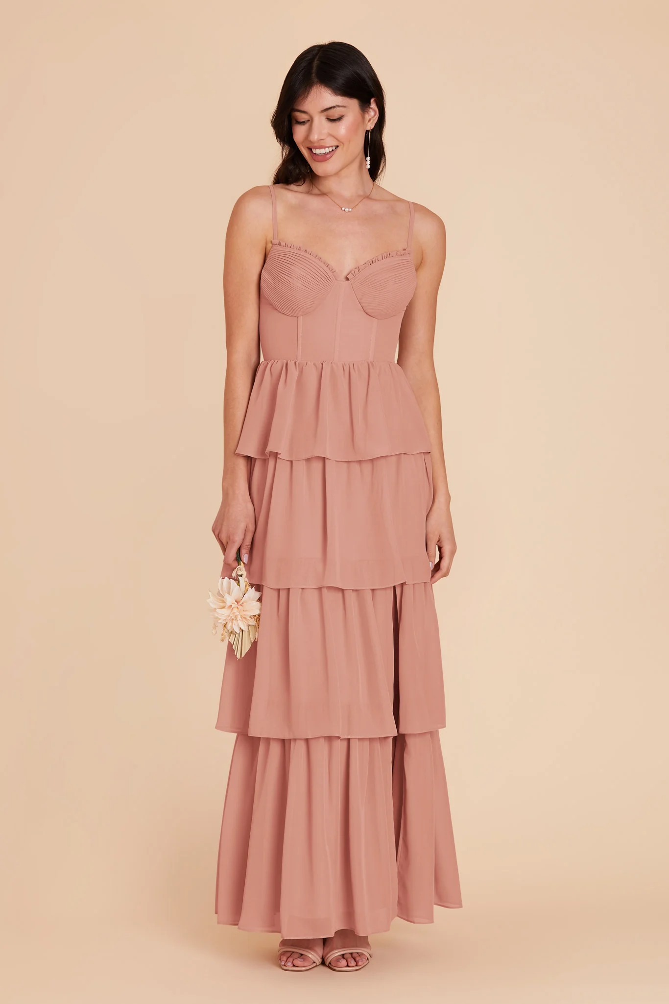 Lola Chiffon Dress - Dusty Rose - Image 4