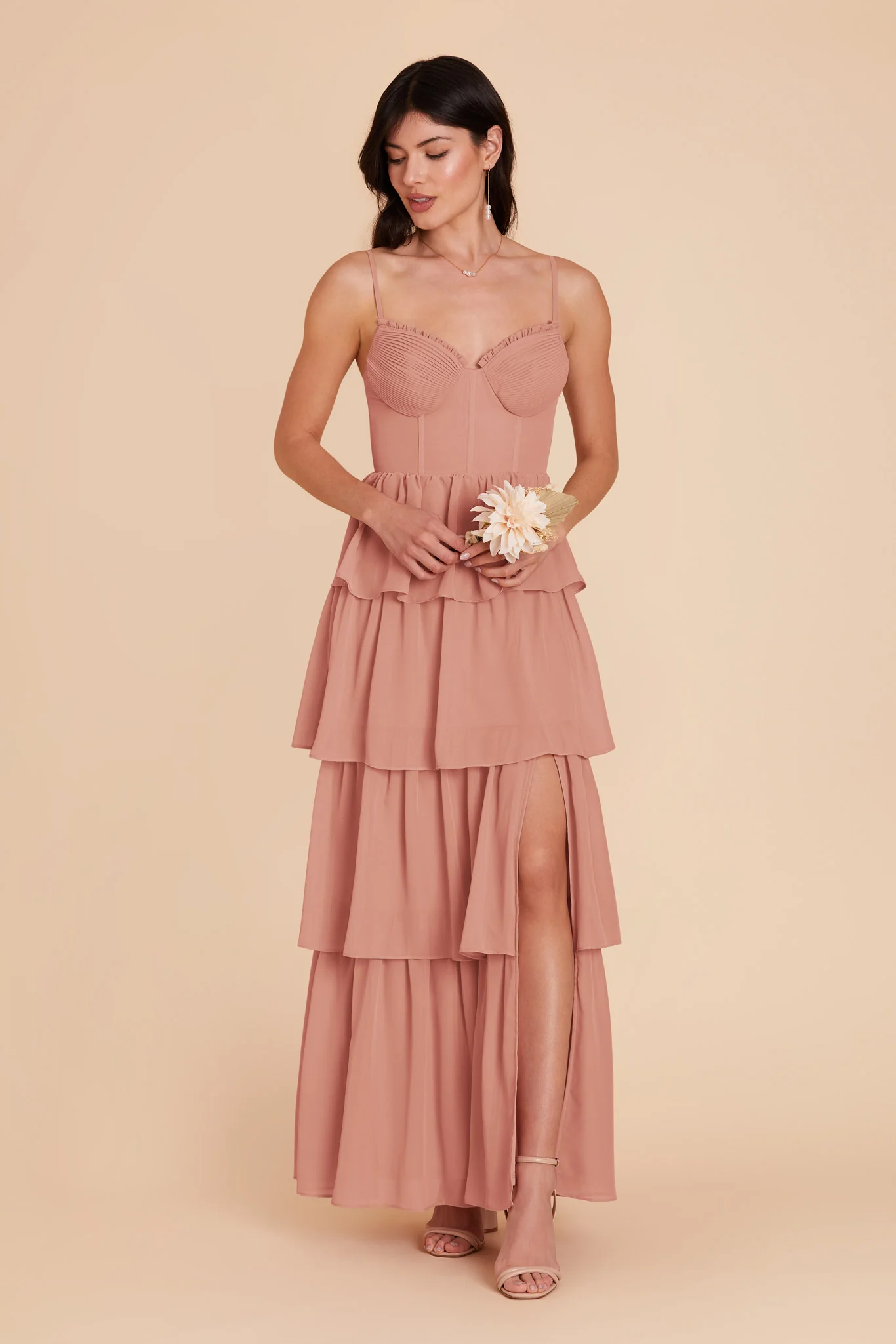 Lola Chiffon Dress - Dusty Rose - Image 5