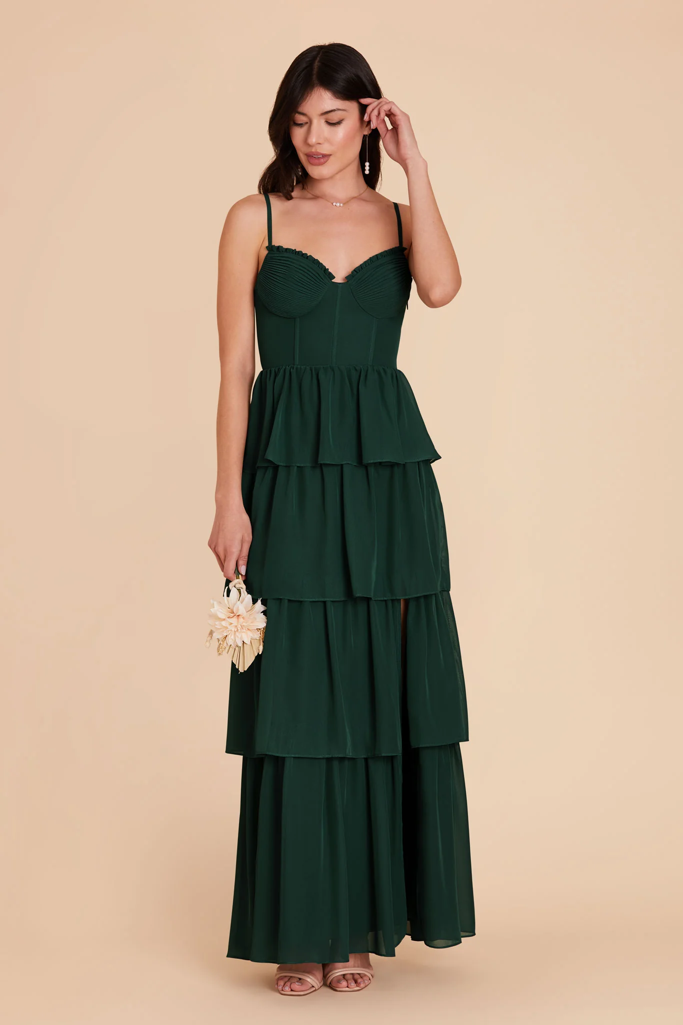 Lola Chiffon Dress - Emerald - Image 3