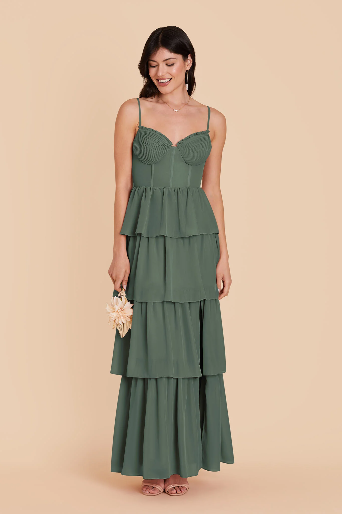 Lola Chiffon Dress - Eucalyptus - Image 3