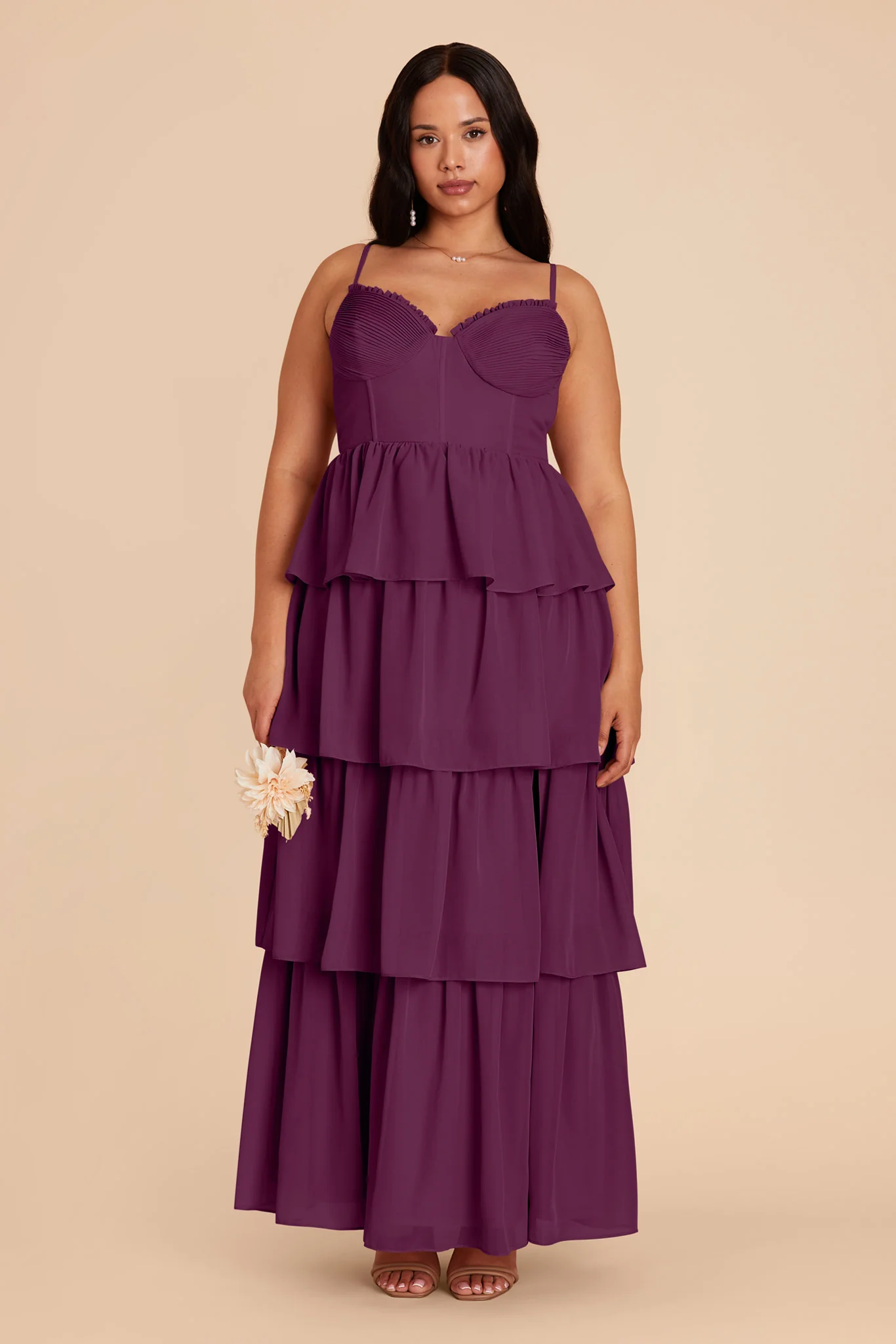 Lola Chiffon Dress - Fig - Image 2