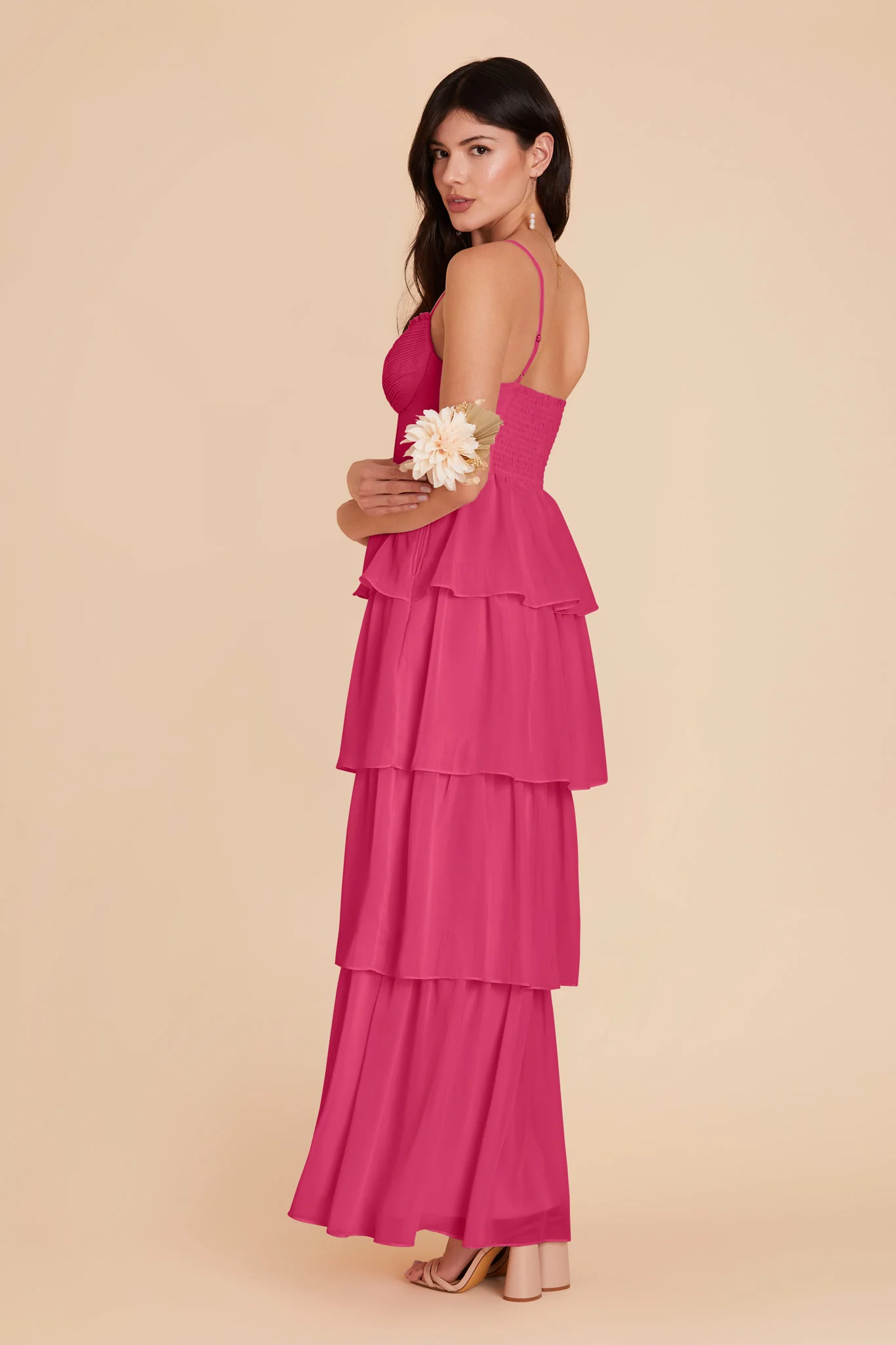 Lola Chiffon Dress - Fuchsia - Image 5