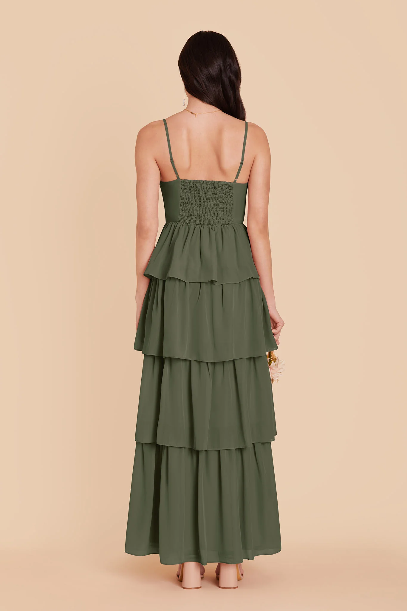 Lola Chiffon Dress - Olive - Image 5