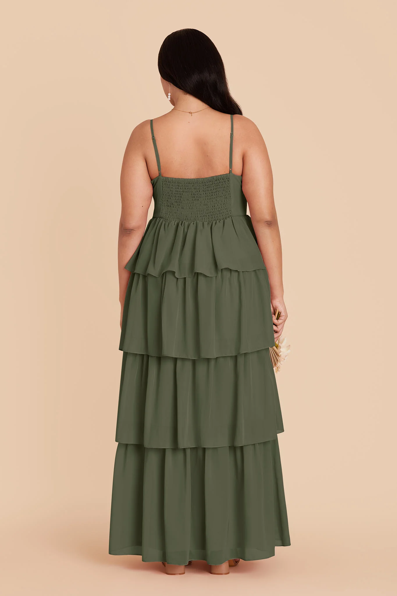 Lola Chiffon Dress - Olive - Image 6