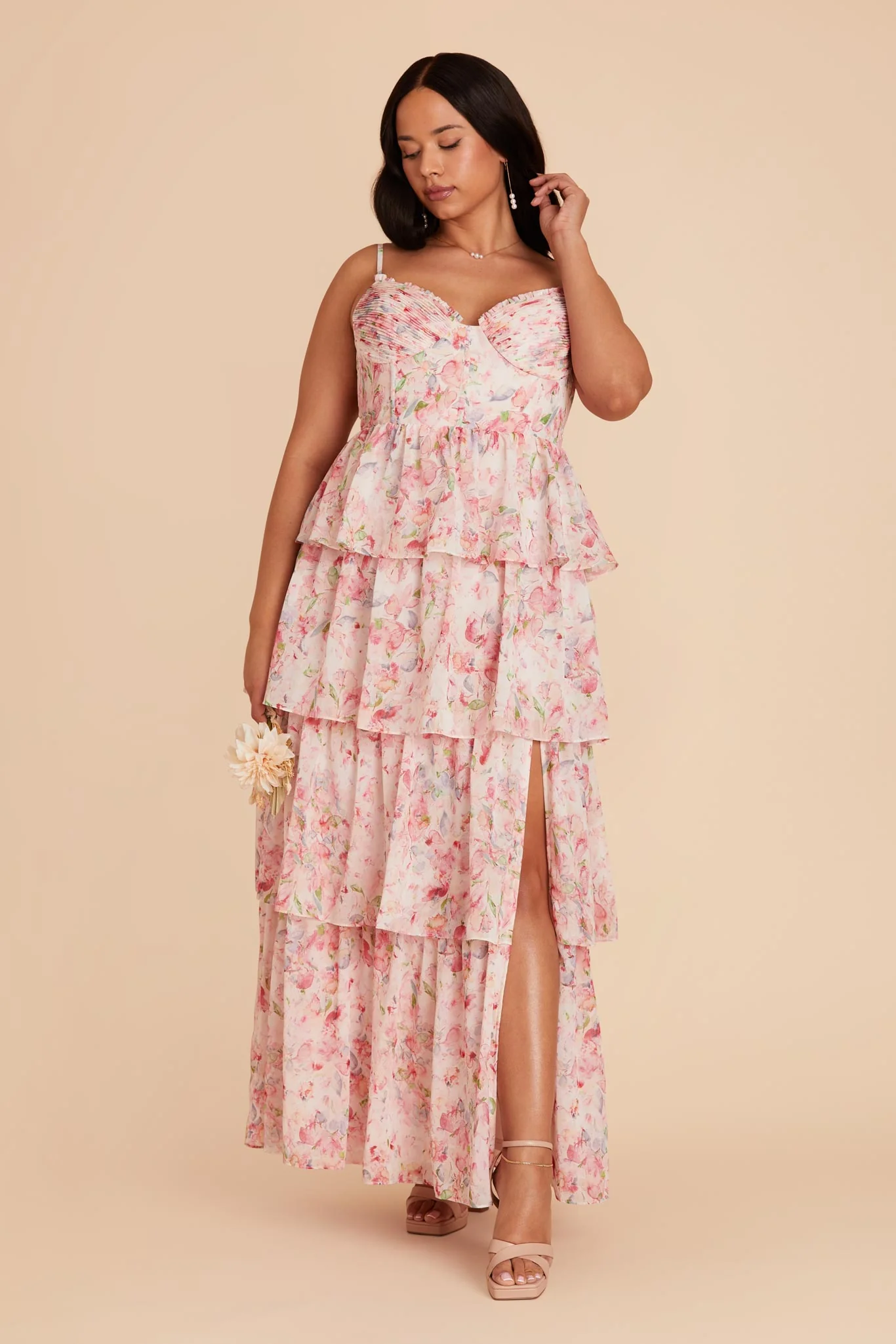 Lola Chiffon Dress - Pink Falling Petals