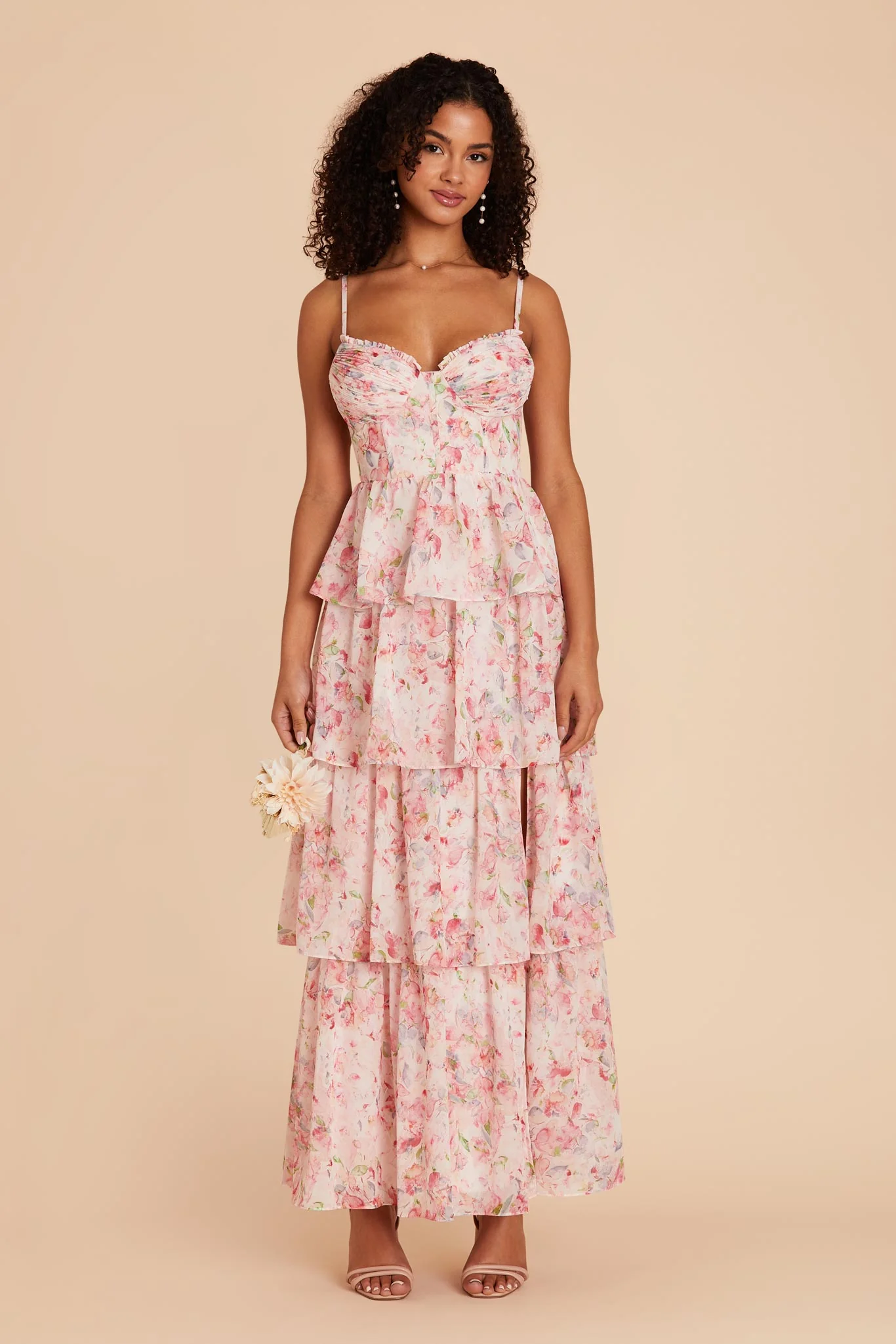 Lola Chiffon Dress - Pink Falling Petals - Image 3