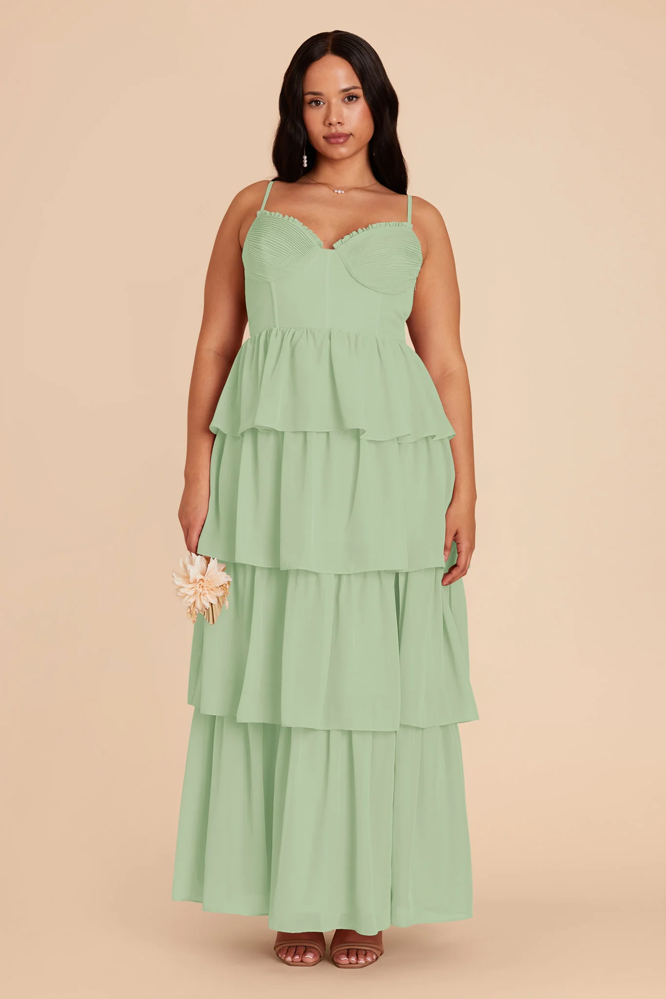 Lola Chiffon Dress - Pistachio - Image 2