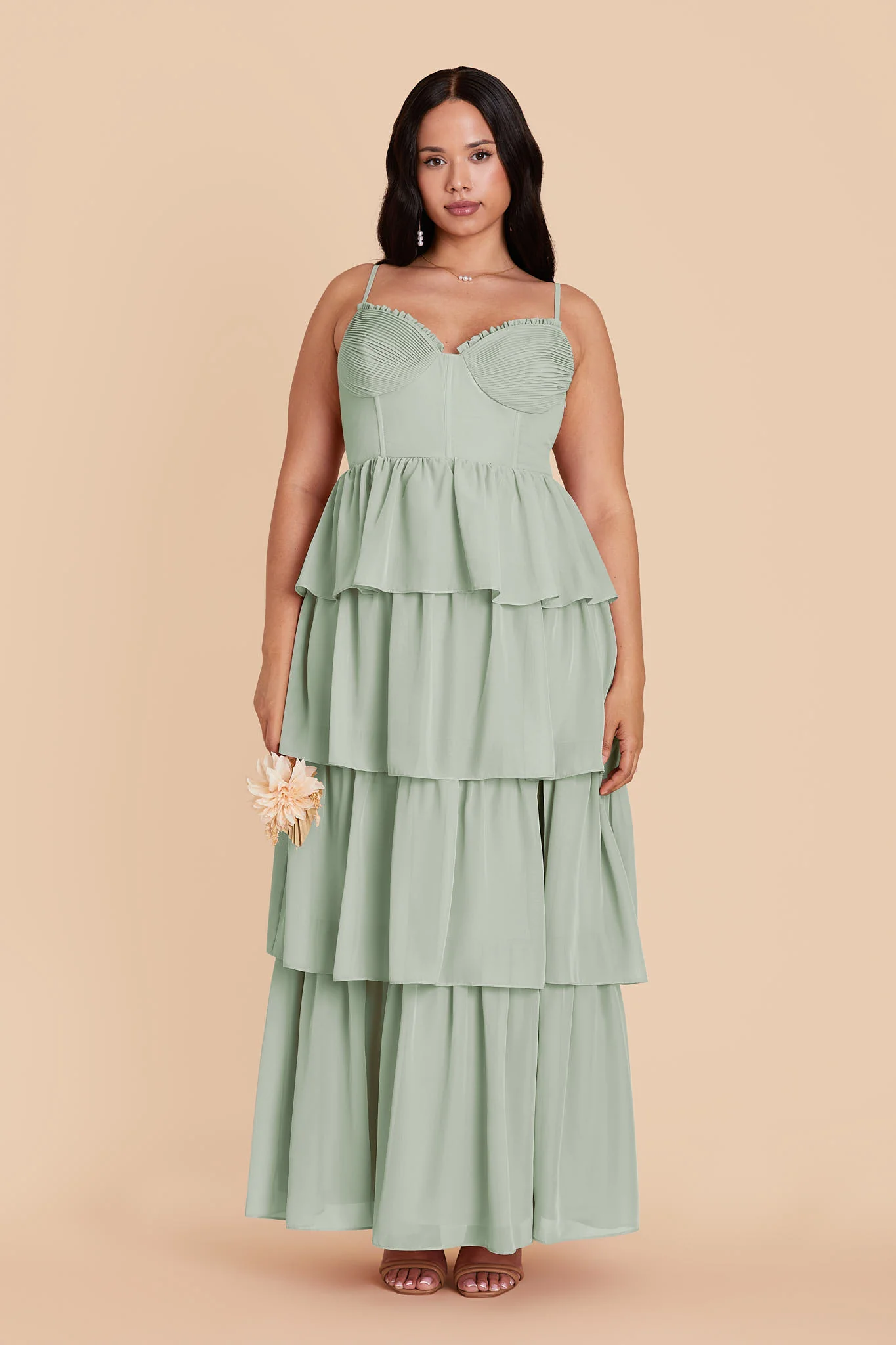 Lola Chiffon Dress - Sage - Image 2