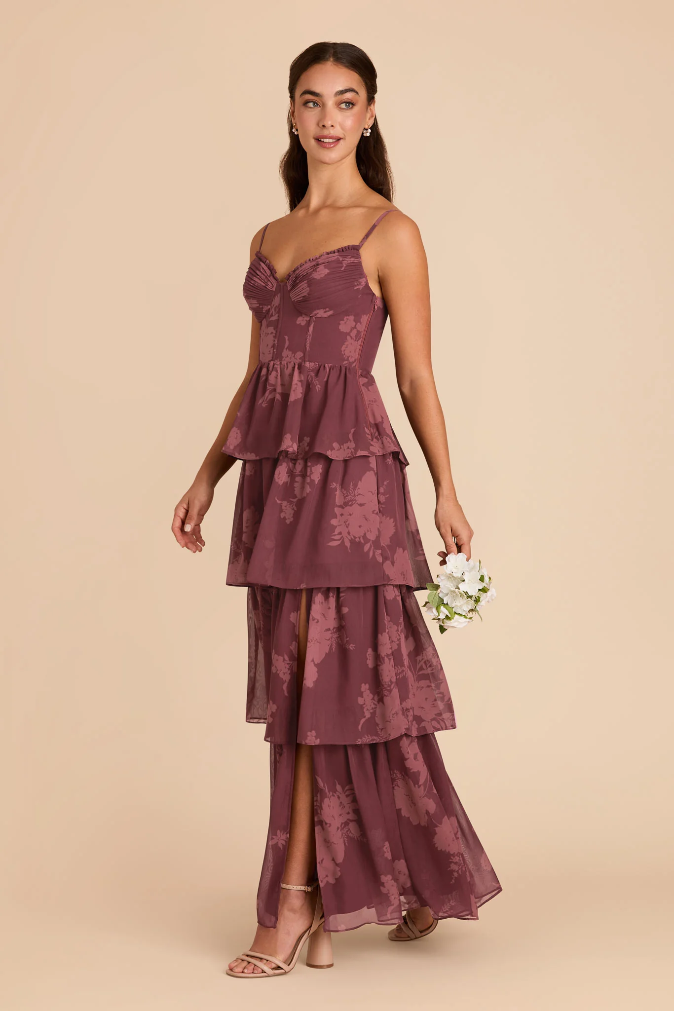 Lola Chiffon Dress - Sangria Whimsical Blooms - Image 4