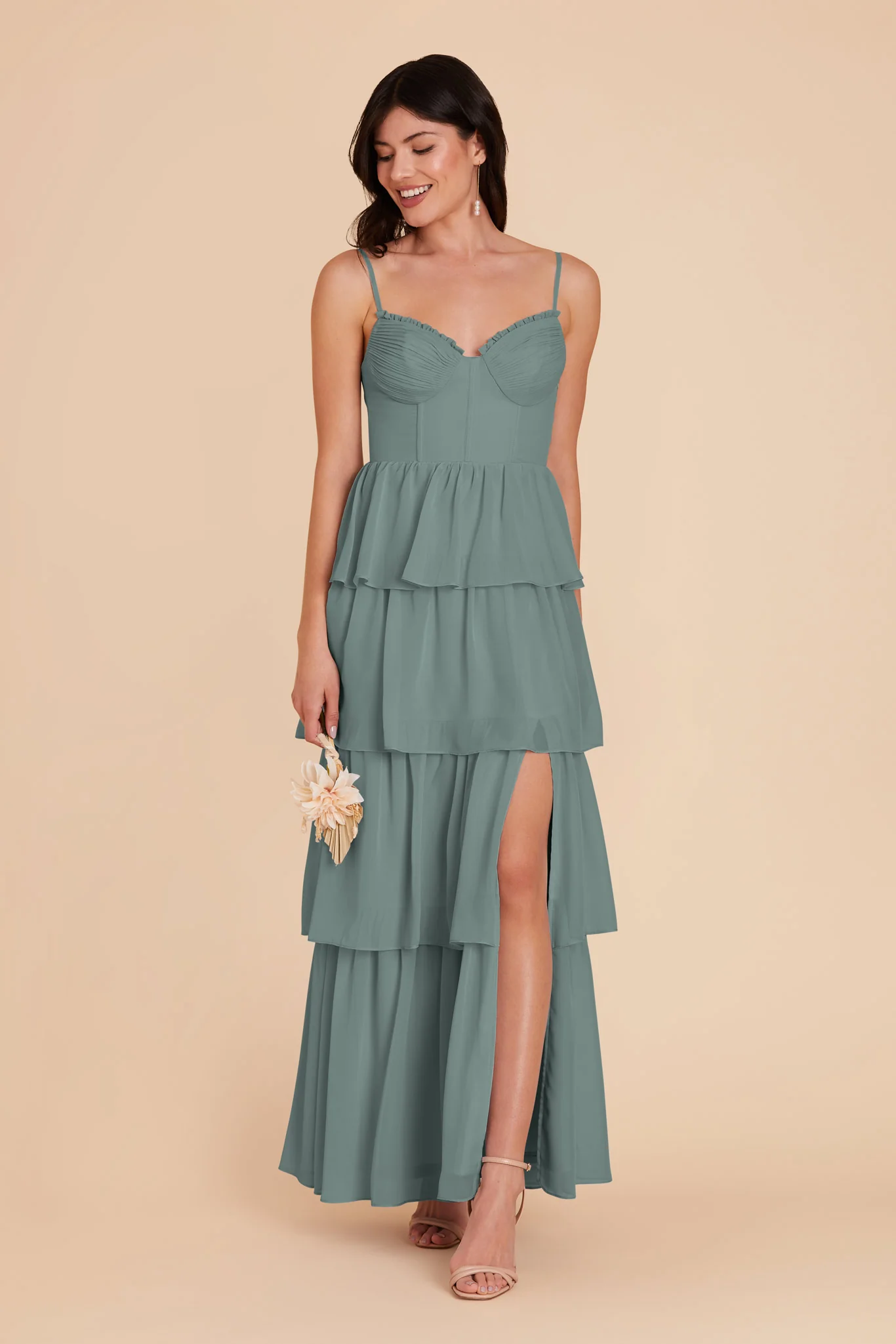 Lola Chiffon Dress - Sea Glass - Image 3