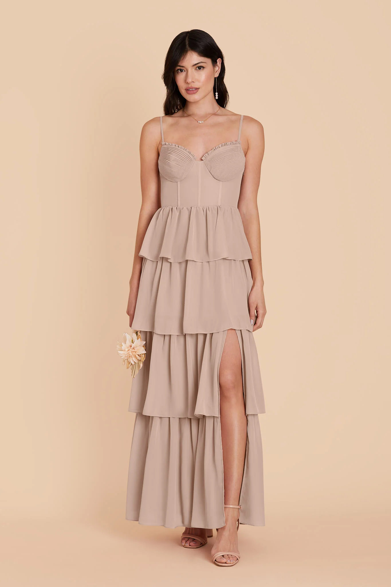 Lola Chiffon Dress - Taupe