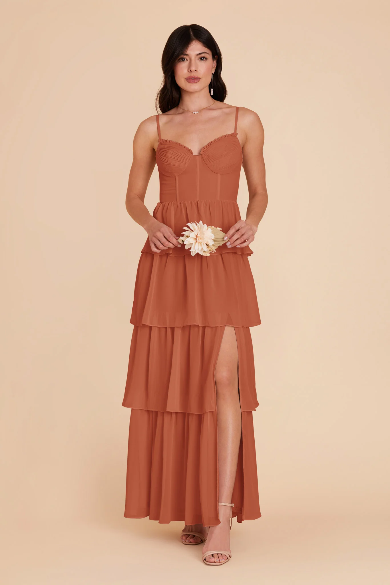 Lola Chiffon Dress - Terracotta - Image 5