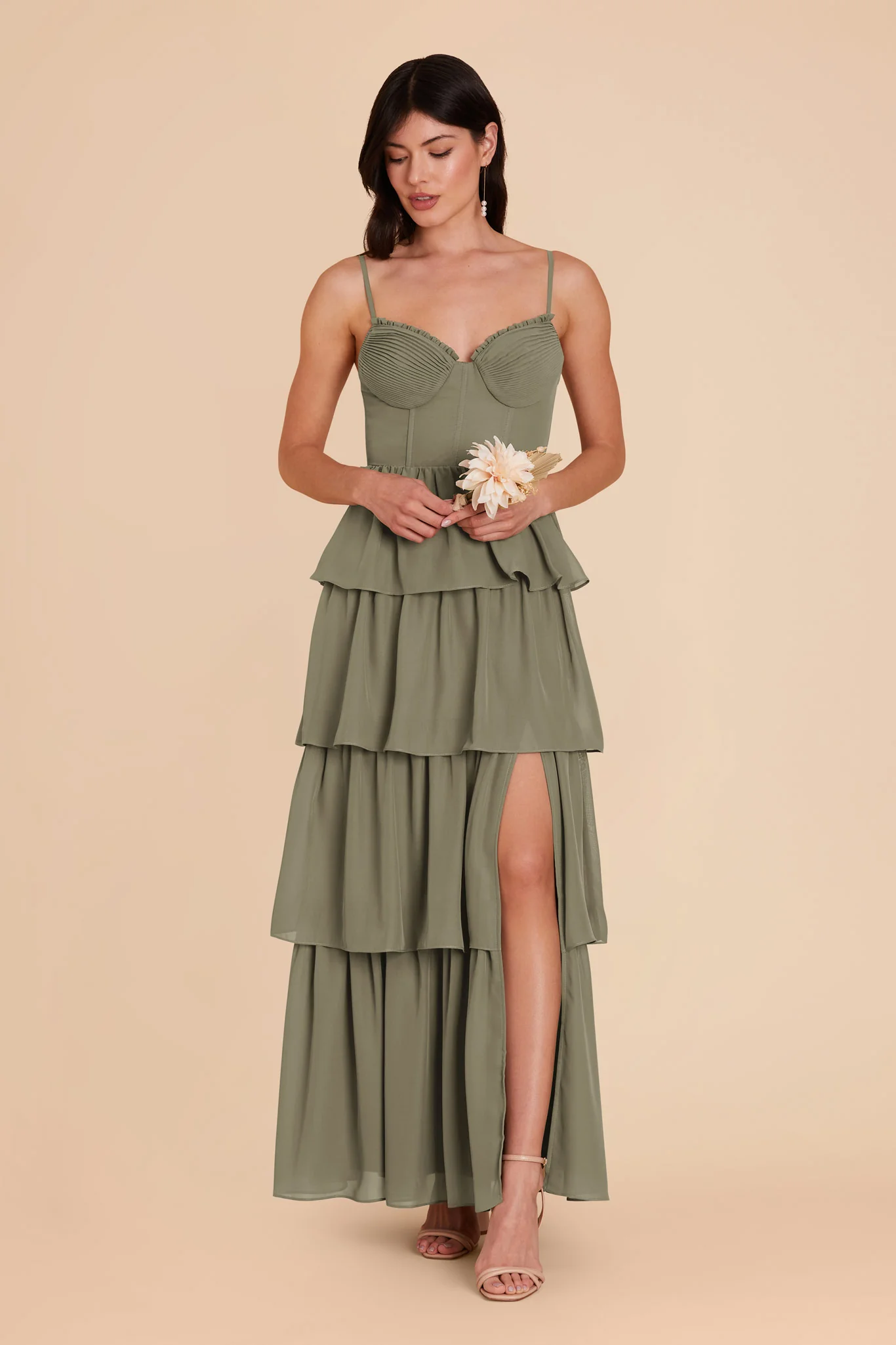 Lola Chiffon Dress - Thyme - Image 2