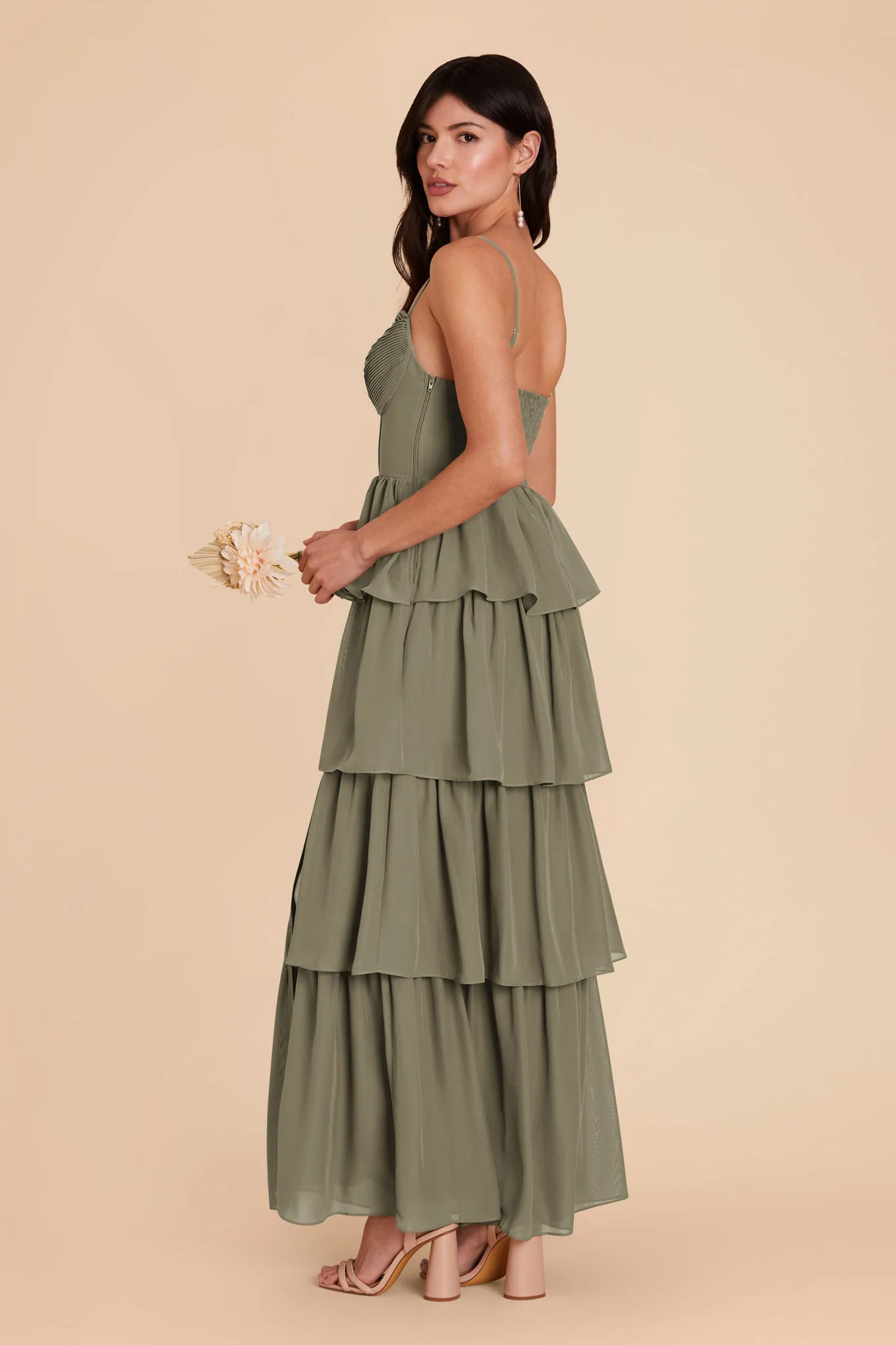 Lola Chiffon Dress - Thyme - Image 4