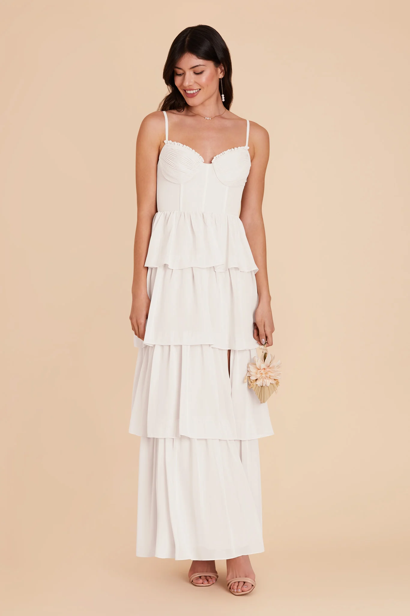 Lola Chiffon Dress - White - Image 3