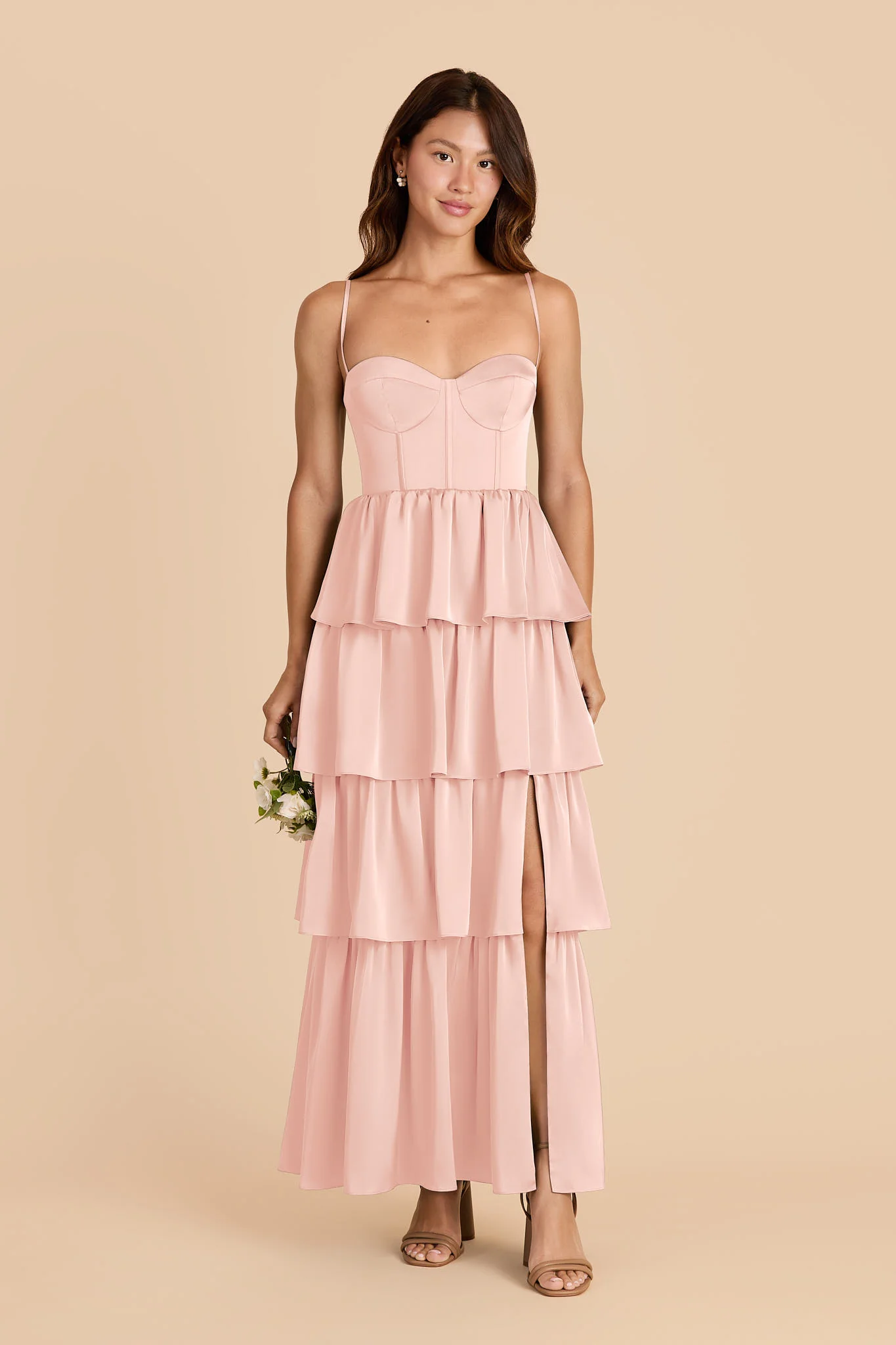 Lola Matte Satin Dress - Blush Pink