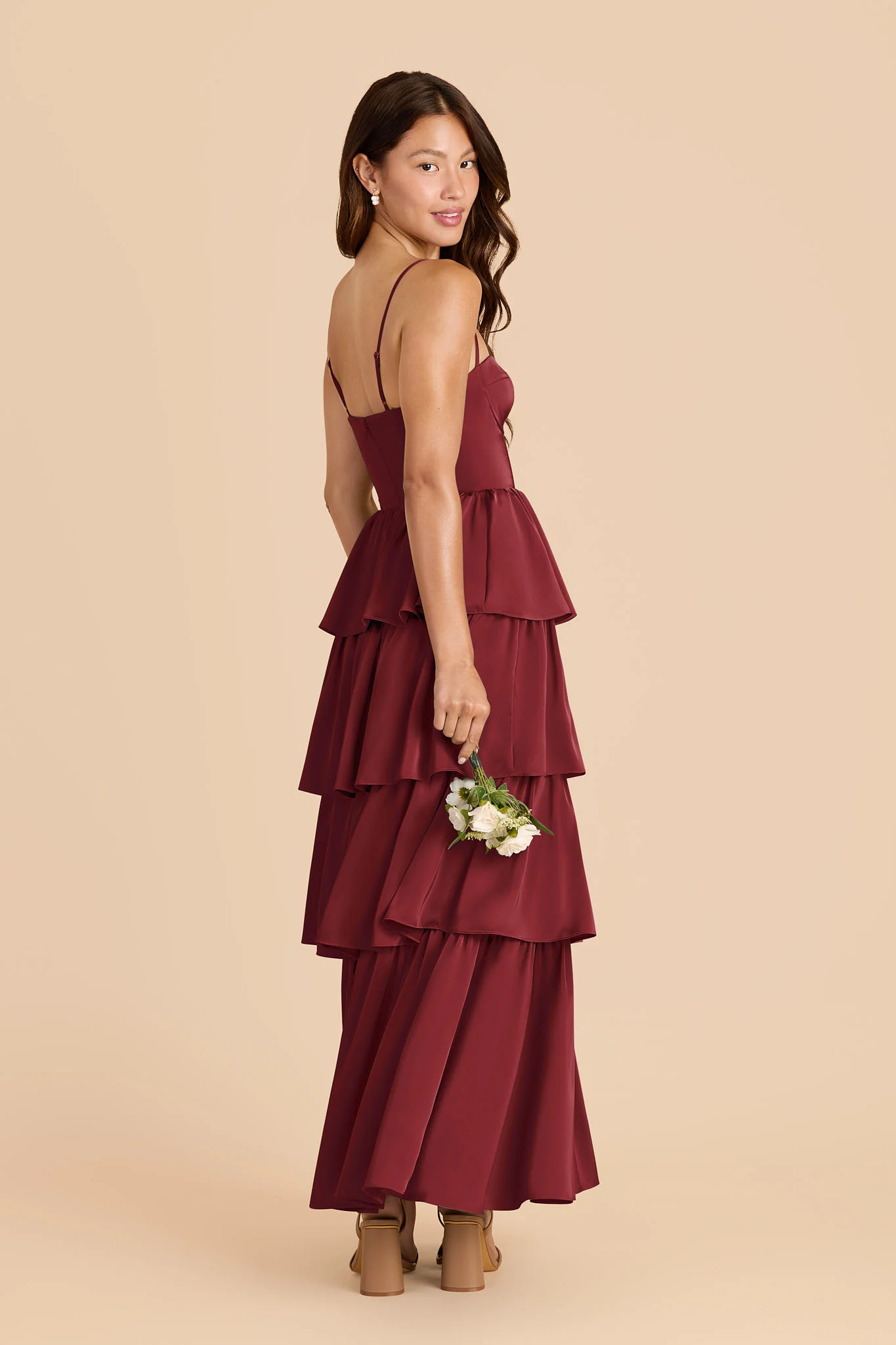 Lola Matte Satin Dress - Burgundy - Image 3
