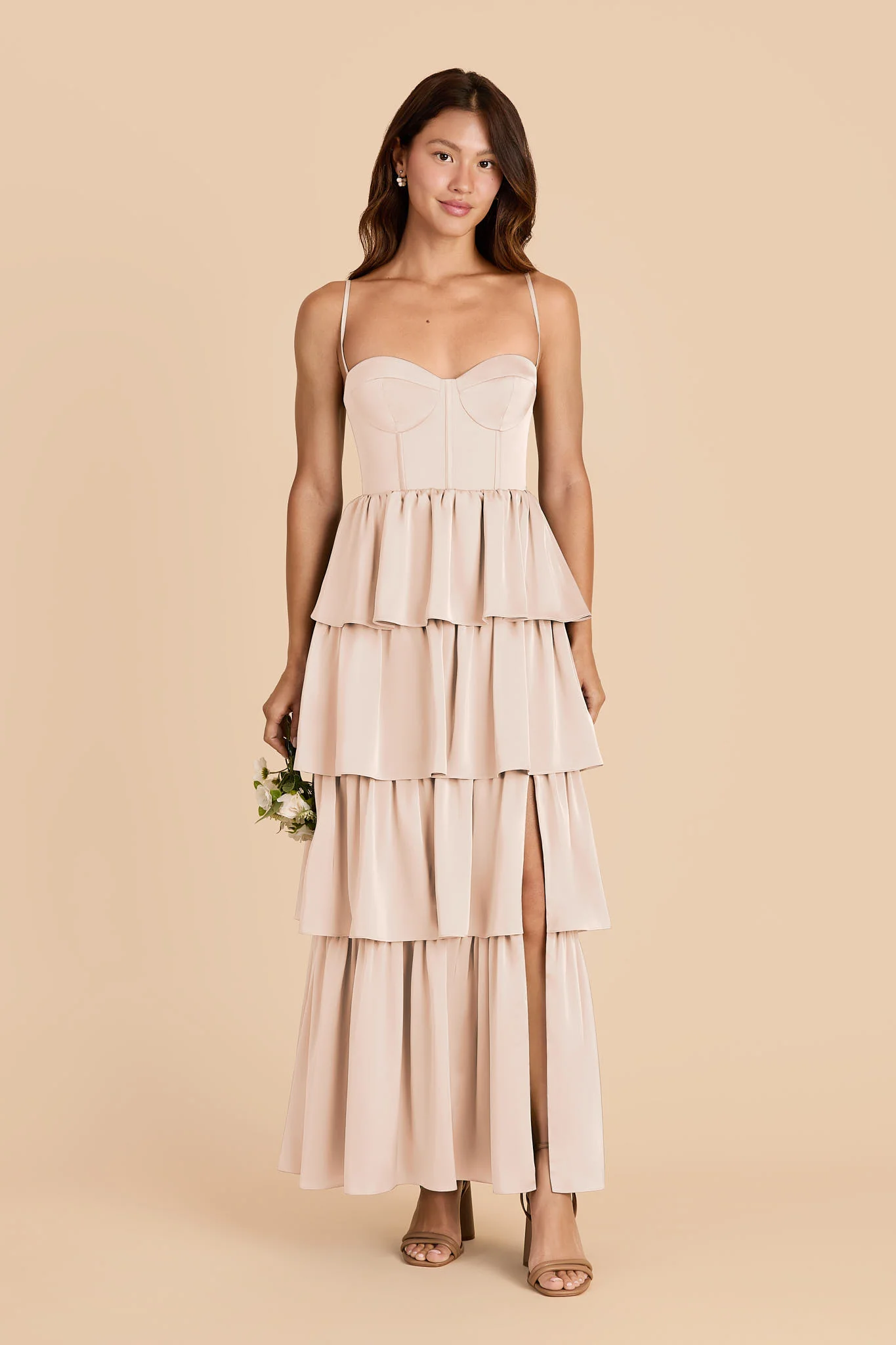 Lola Matte Satin Dress - Champagne