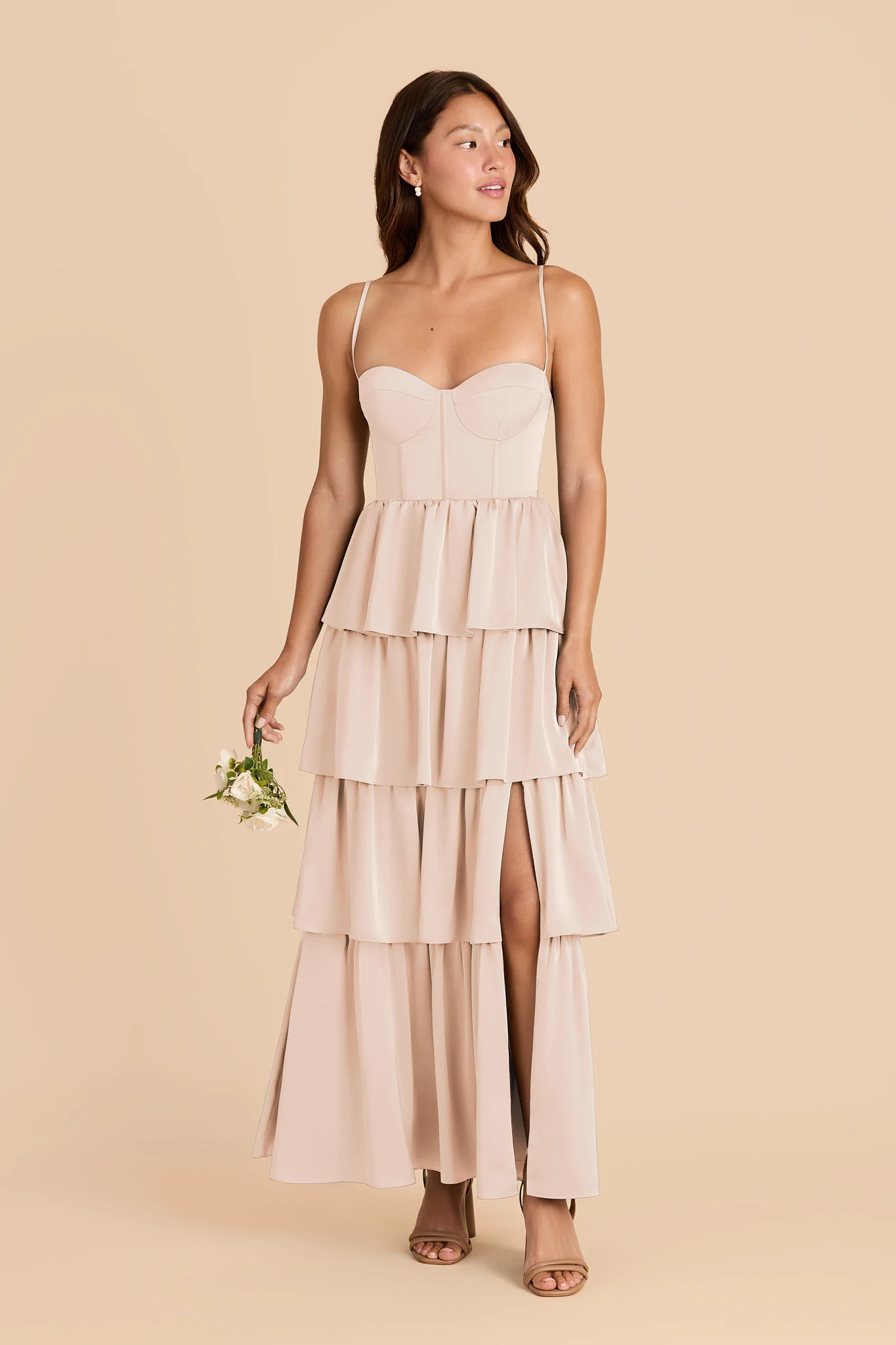 Lola Matte Satin Dress - Champagne - Image 2