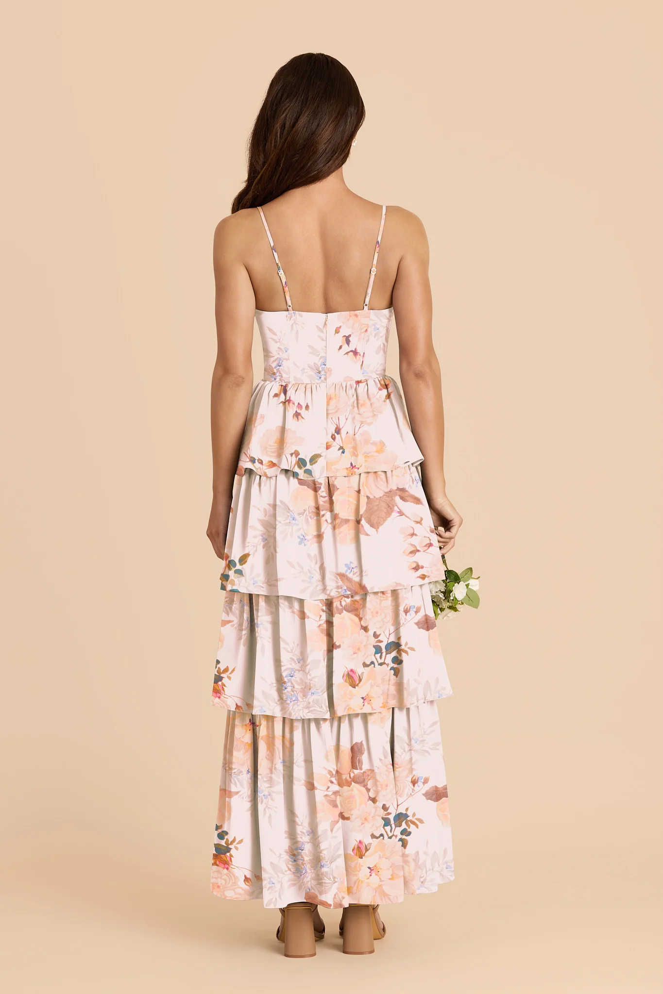 Lola Matte Satin Dress - Champagne Cascadia Bouquet - Image 2