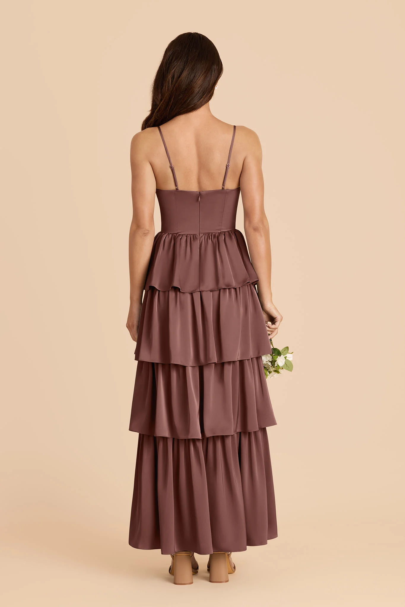 Lola Matte Satin Dress - Chocolate Brown - Image 4