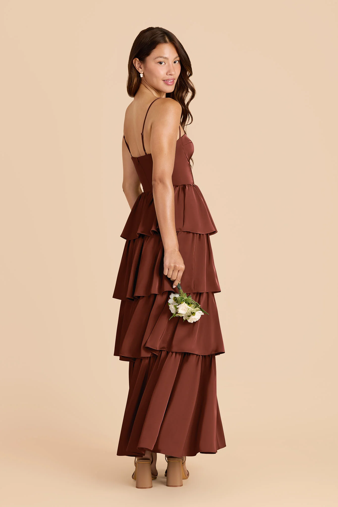 Lola Matte Satin Dress - Cognac - Image 4