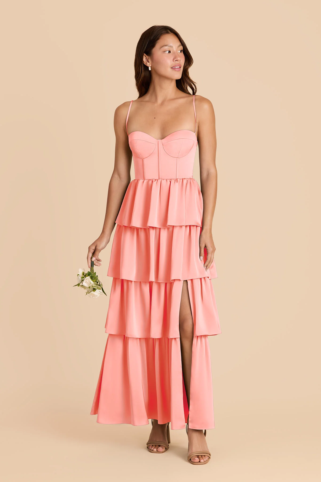 Lola Matte Satin Dress - Coral Pink