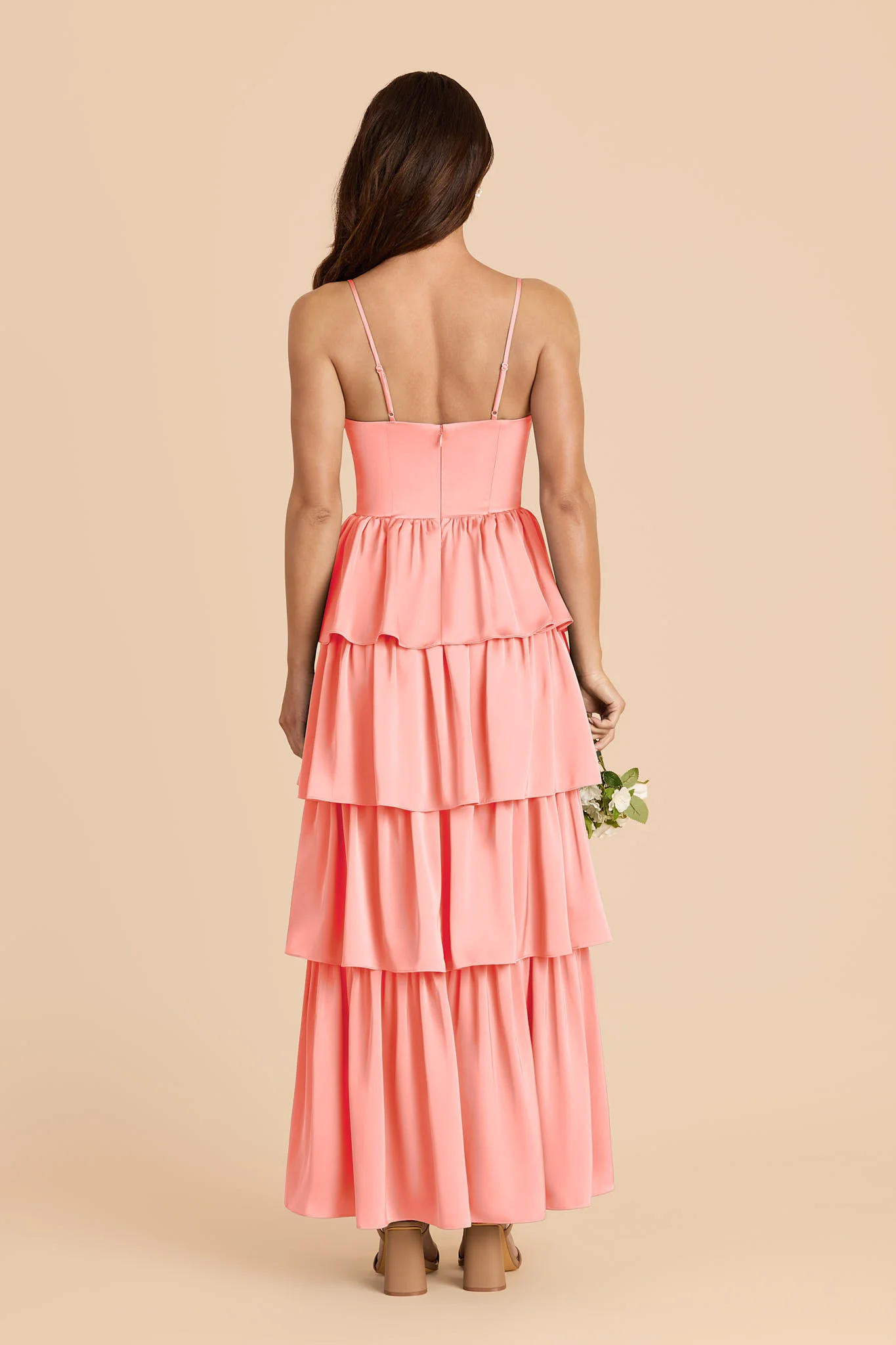 Lola Matte Satin Dress - Coral Pink - Image 4
