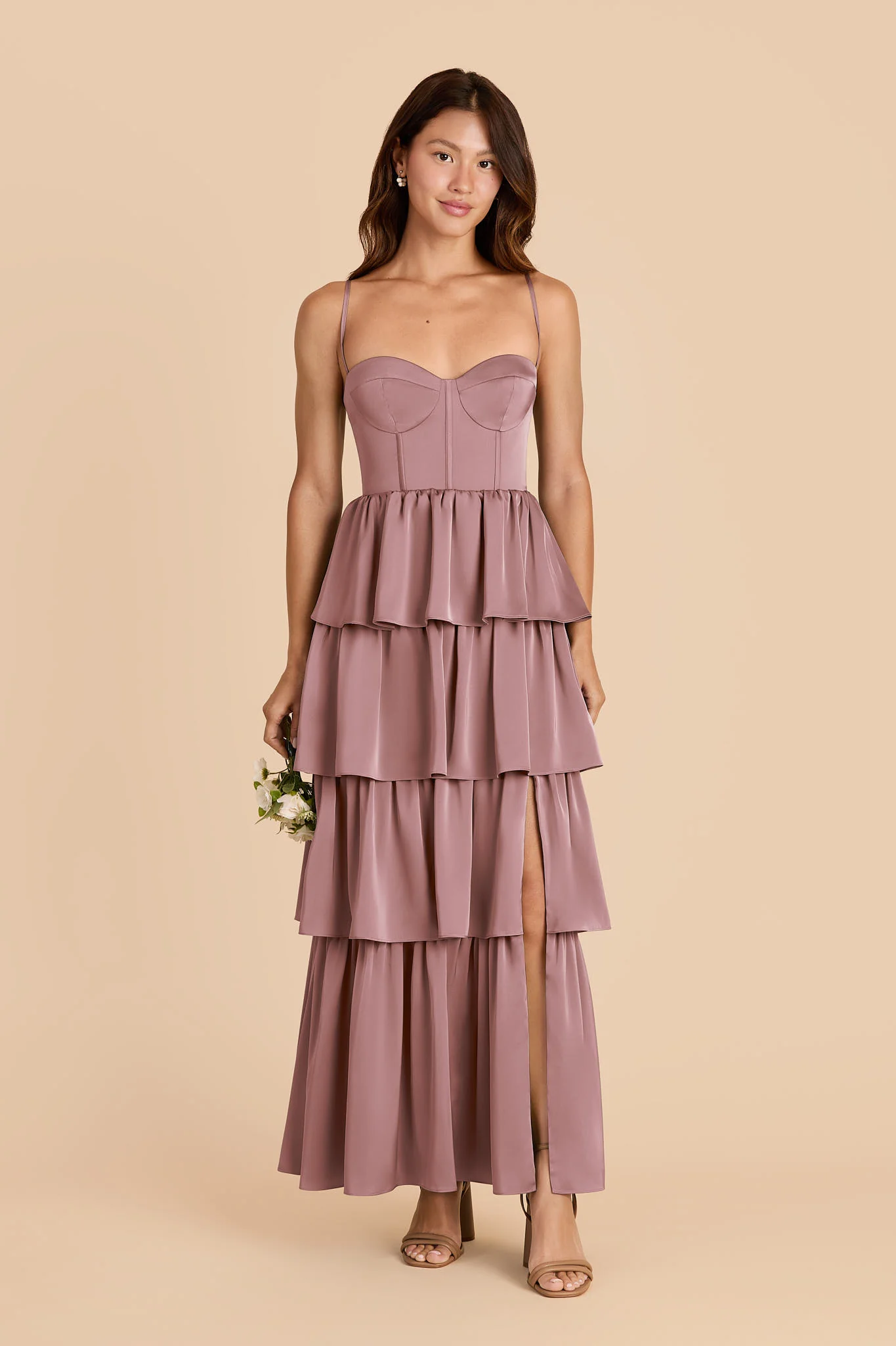Lola Matte Satin Dress - Dark Mauve