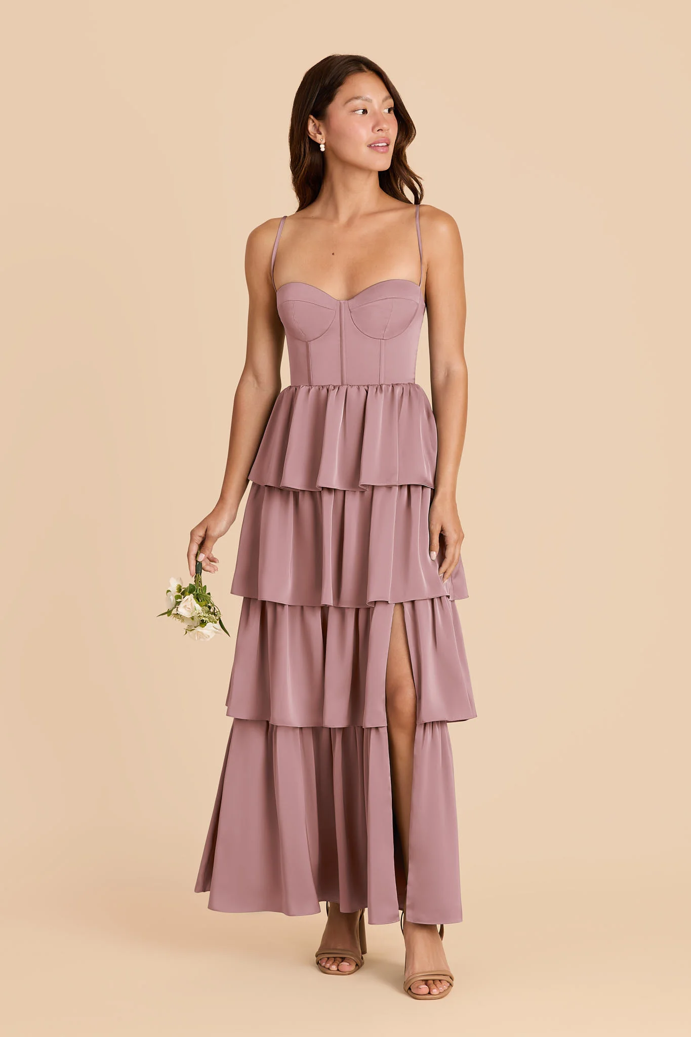 Lola Matte Satin Dress - Dark Mauve - Image 2