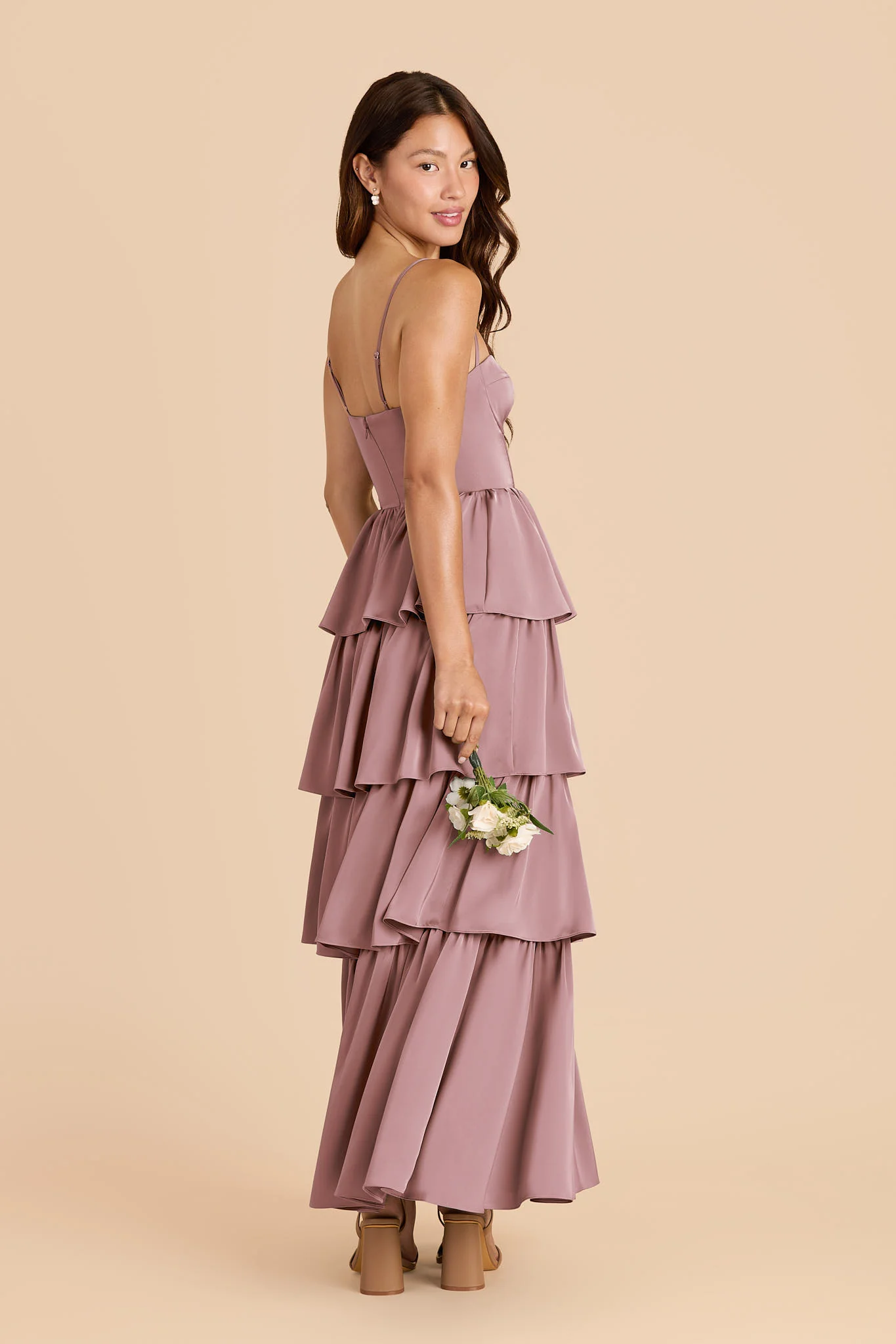 Lola Matte Satin Dress - Dark Mauve - Image 3