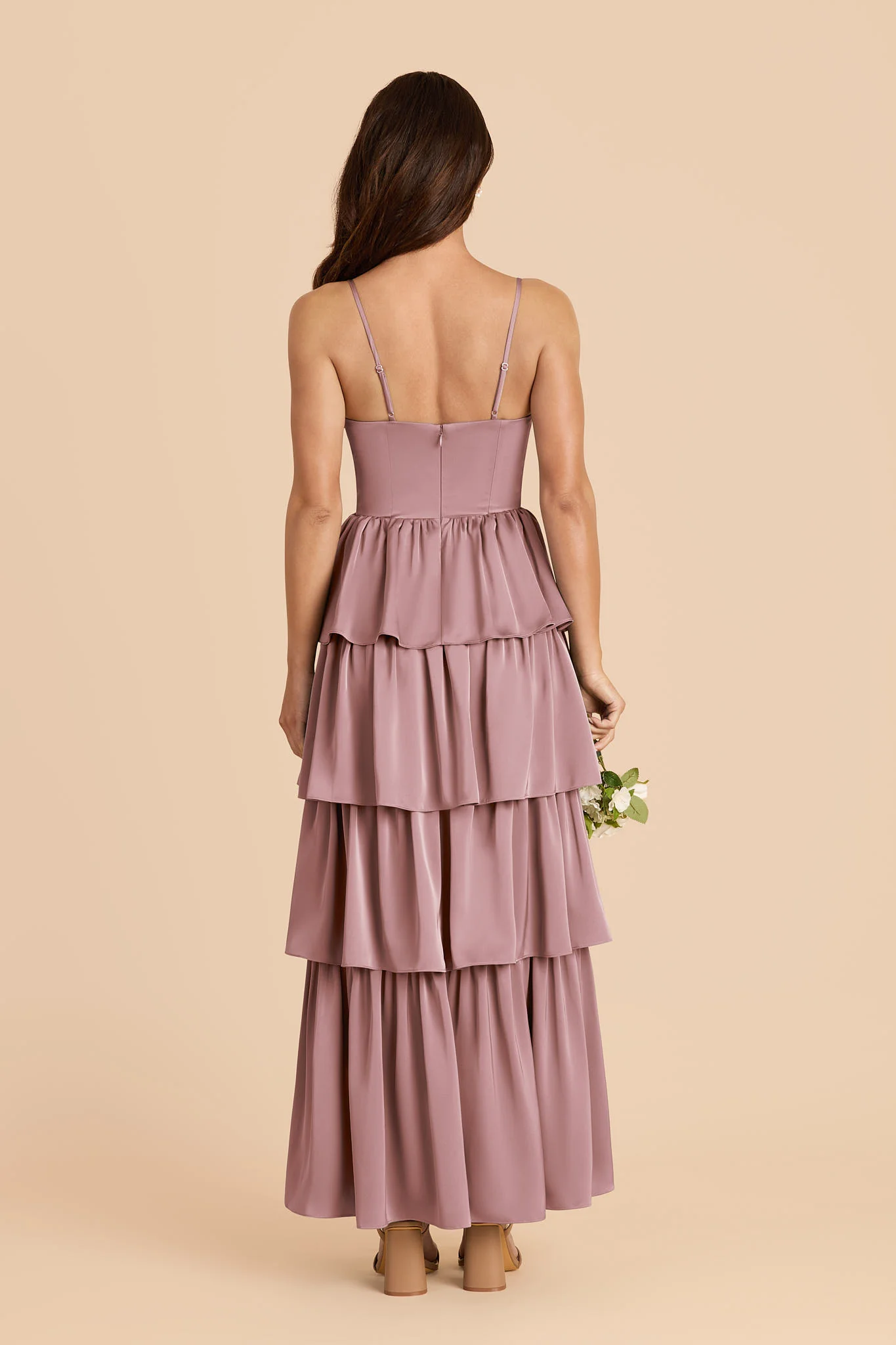 Lola Matte Satin Dress - Dark Mauve - Image 4