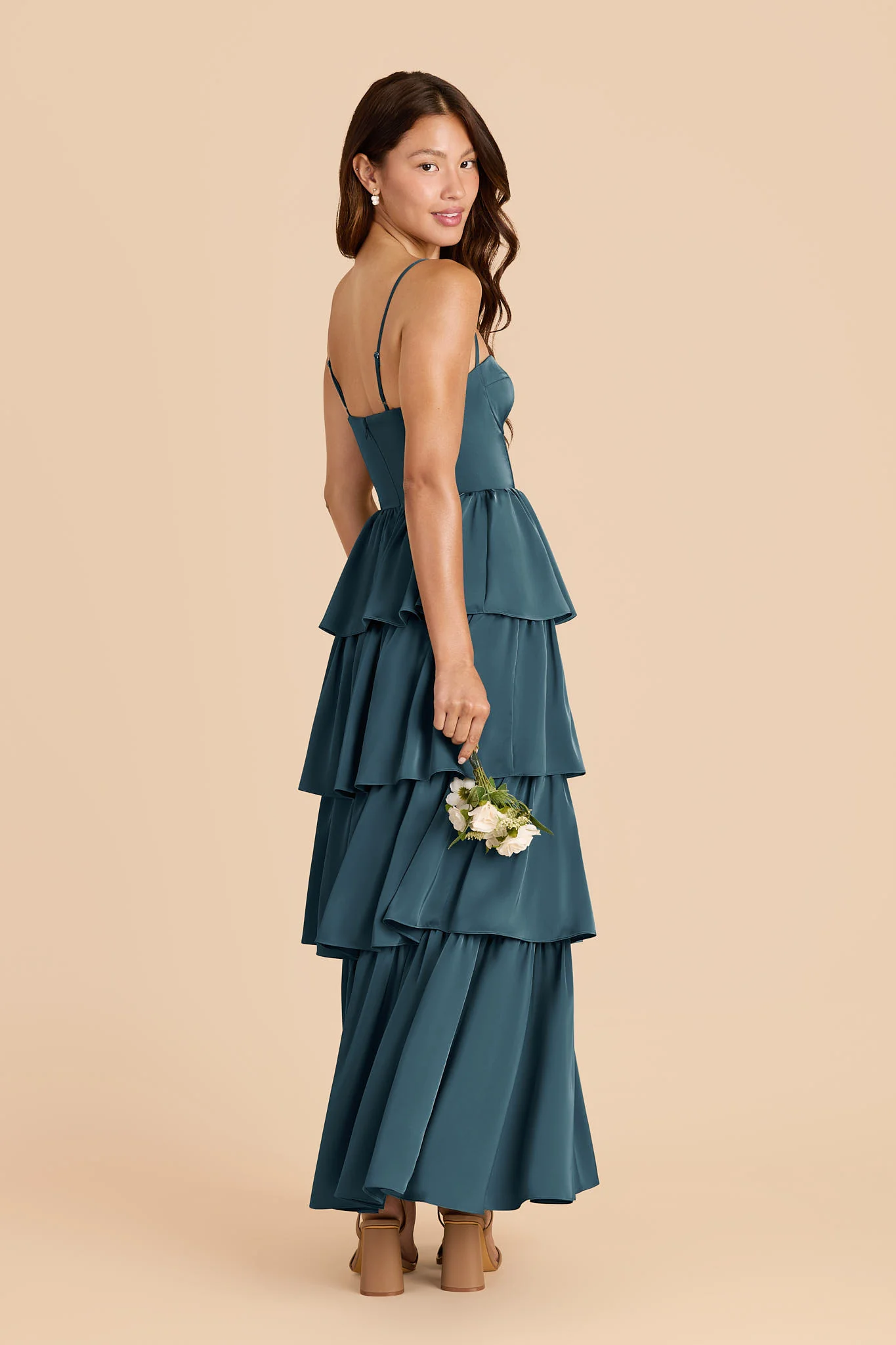 Lola Matte Satin Dress - Dark Teal - Image 3