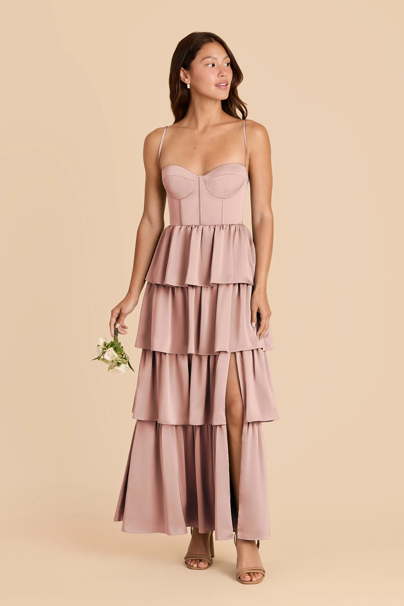 Lola Matte Satin Dress - English Rose - Image 2