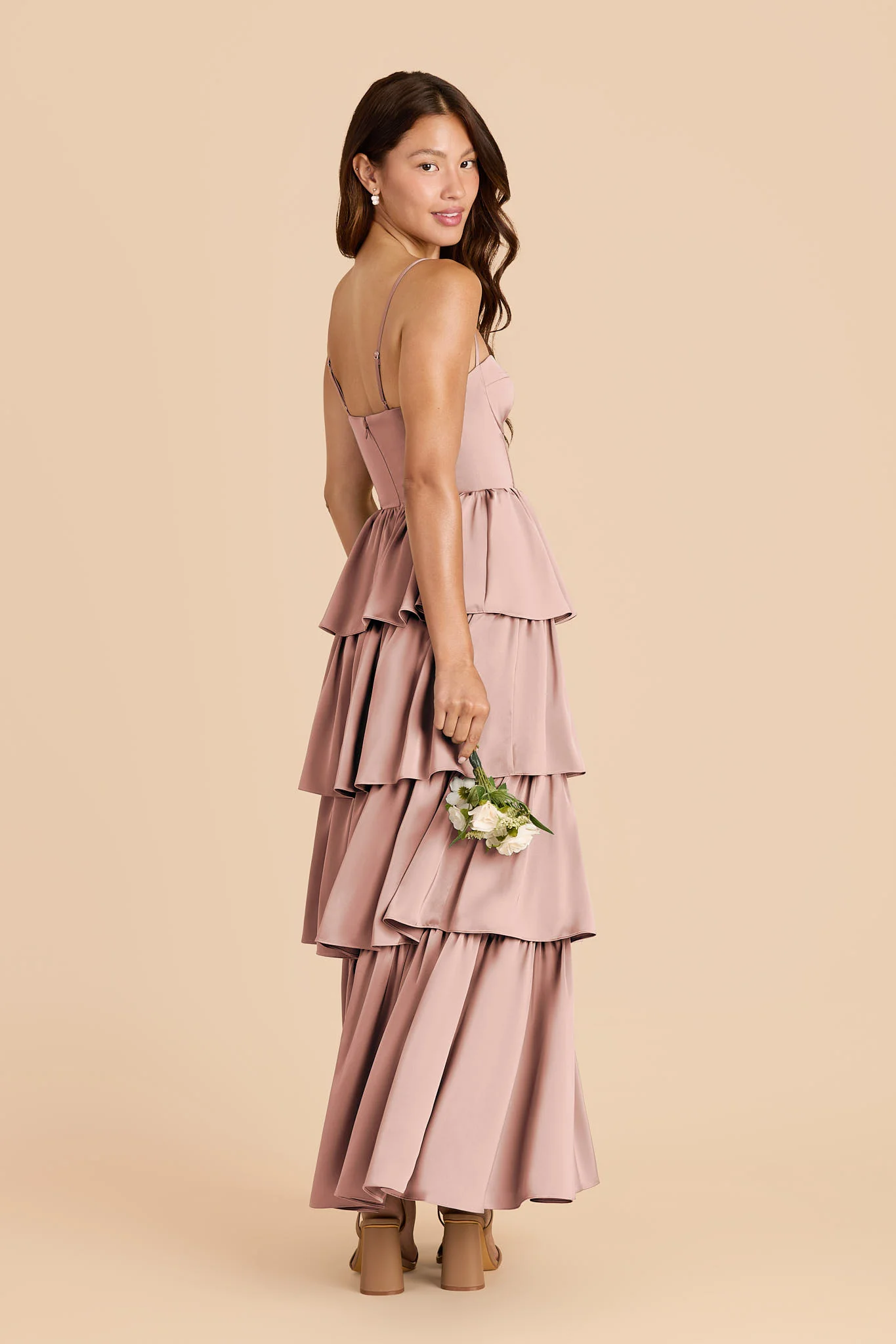 Lola Matte Satin Dress - English Rose - Image 3