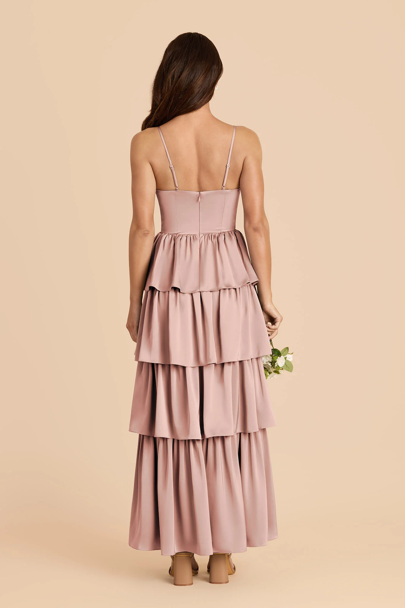 Lola Matte Satin Dress - English Rose - Image 4
