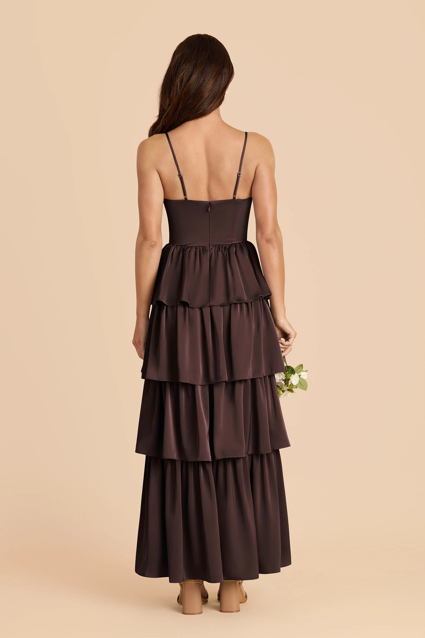 Lola Matte Satin Dress - Espresso - Image 3