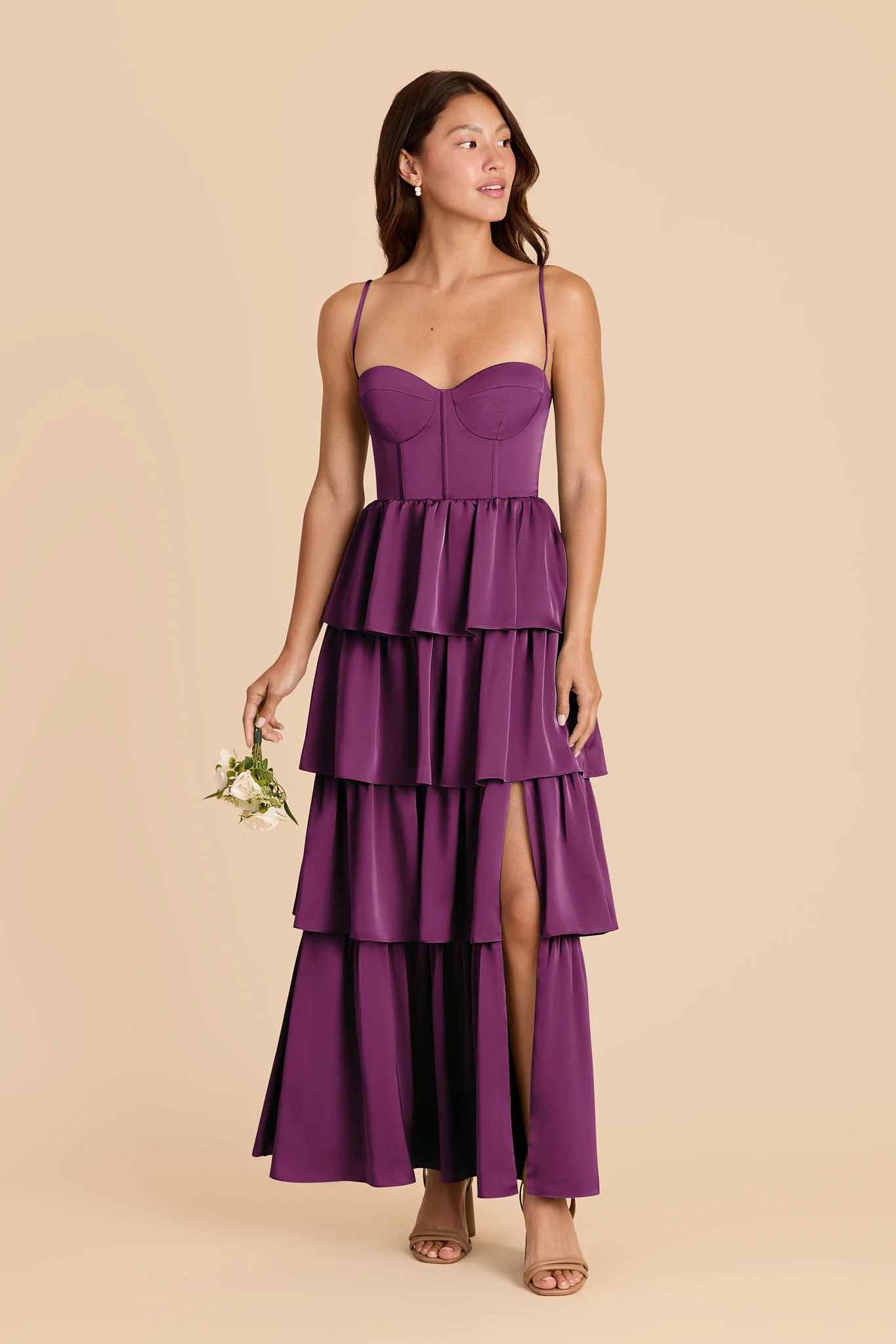 Lola Matte Satin Dress - Fig - Image 2