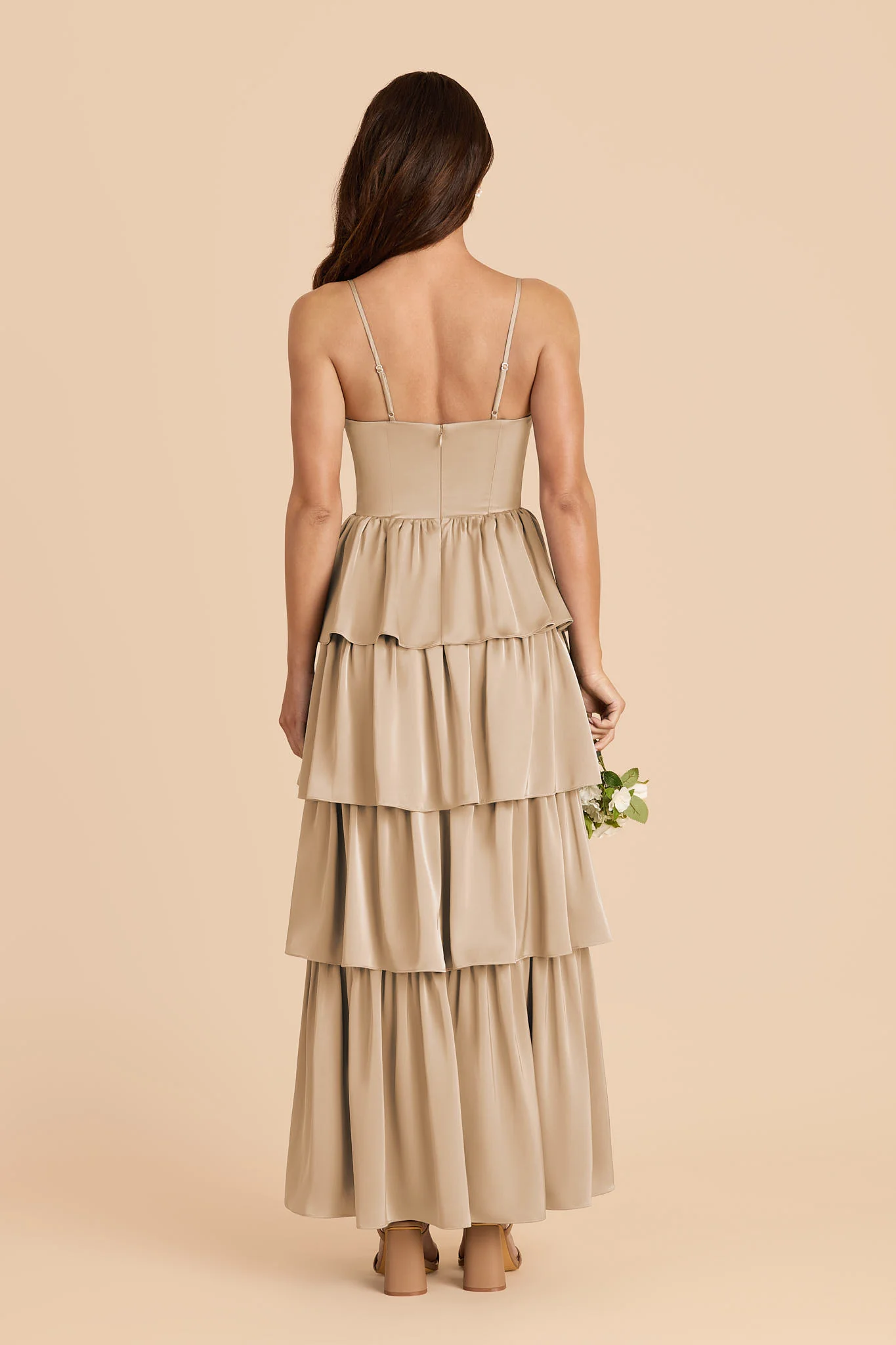 Lola Matte Satin Dress - Gold - Image 8
