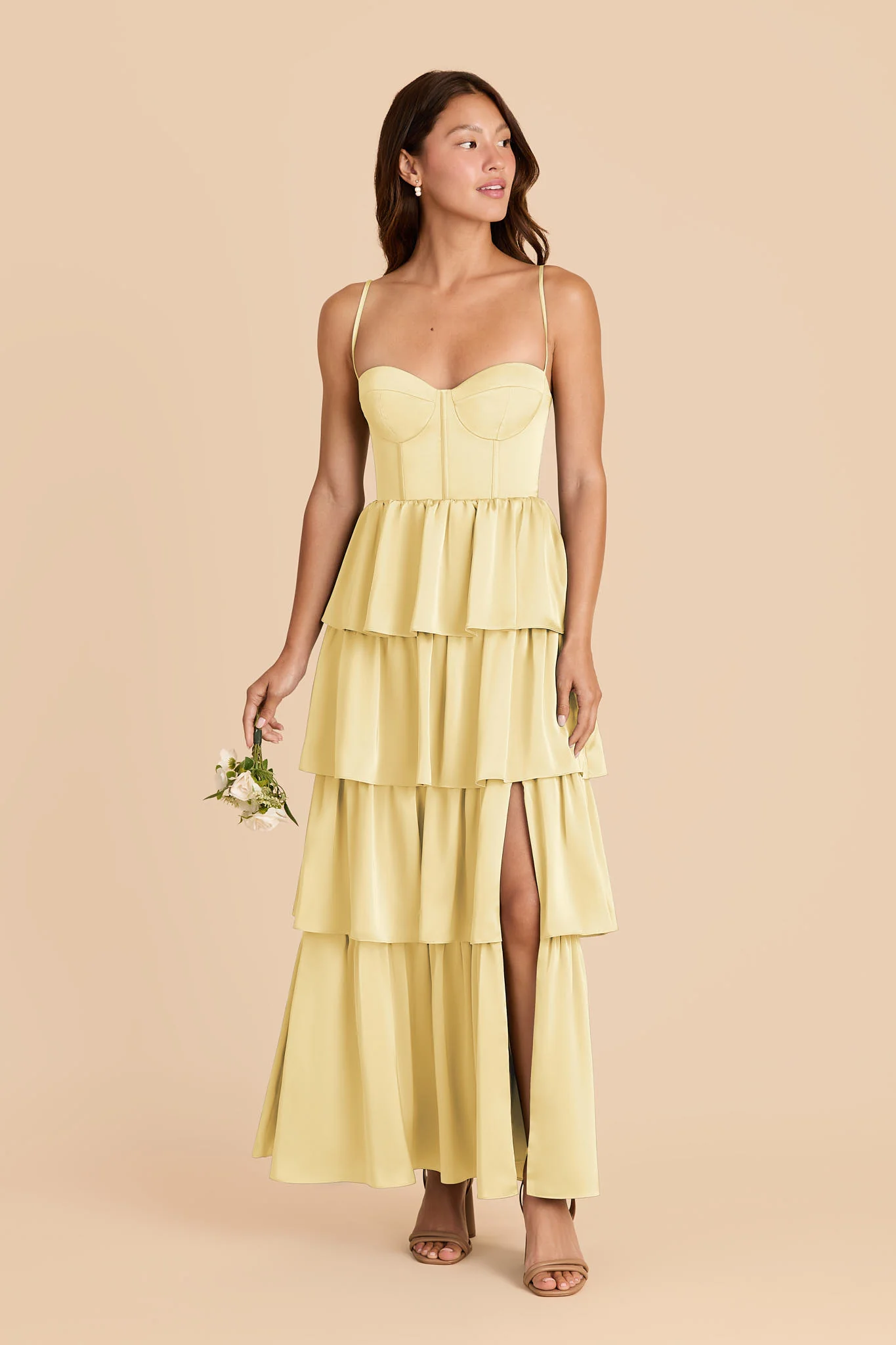 Lola Matte Satin Dress - Lemon Sorbet - Image 2