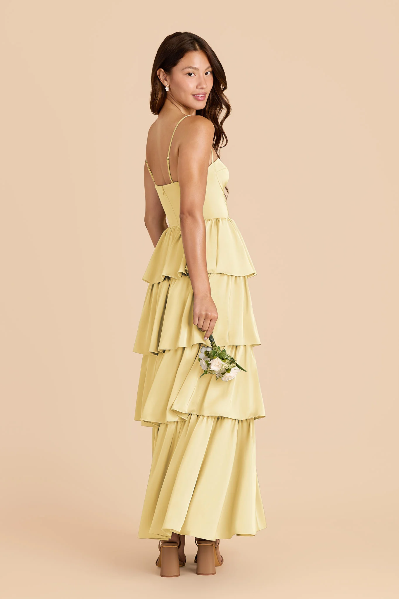 Lola Matte Satin Dress - Lemon Sorbet - Image 3